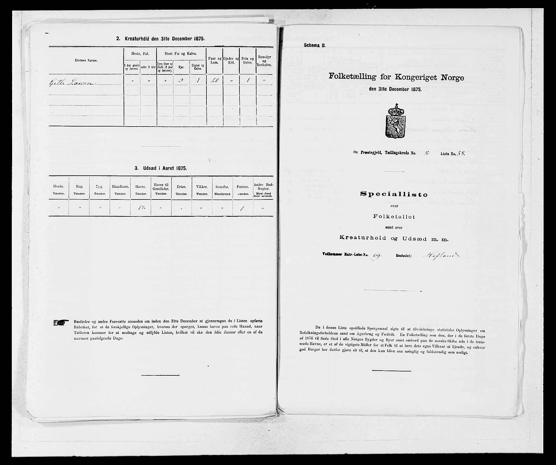 SAB, Folketelling 1875 for 1243P Os prestegjeld, 1875, s. 261