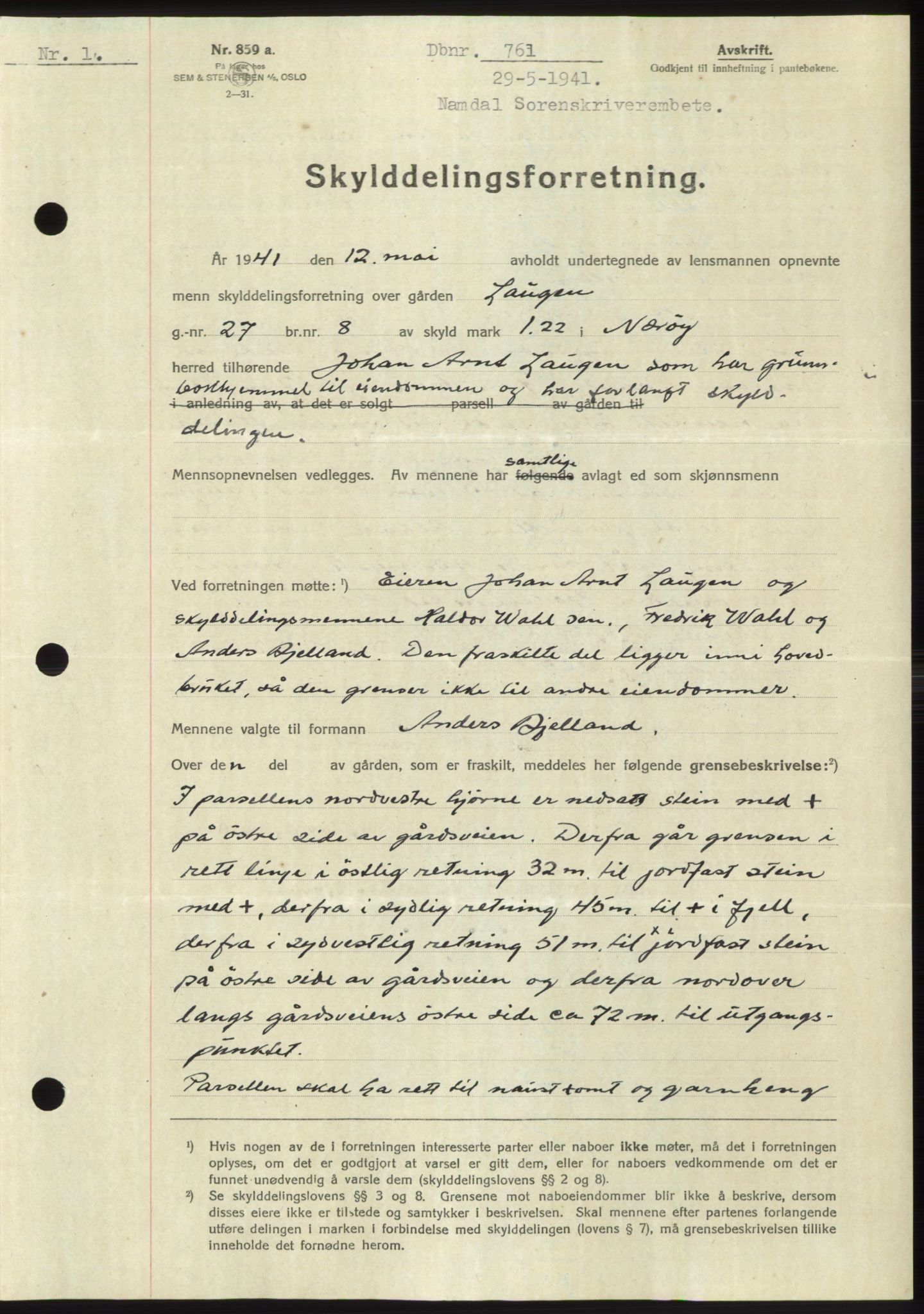 Namdal sorenskriveri, SAT/A-4133/1/2/2C: Pantebok nr. -, 1940-1941, Tingl.dato: 29.05.1941