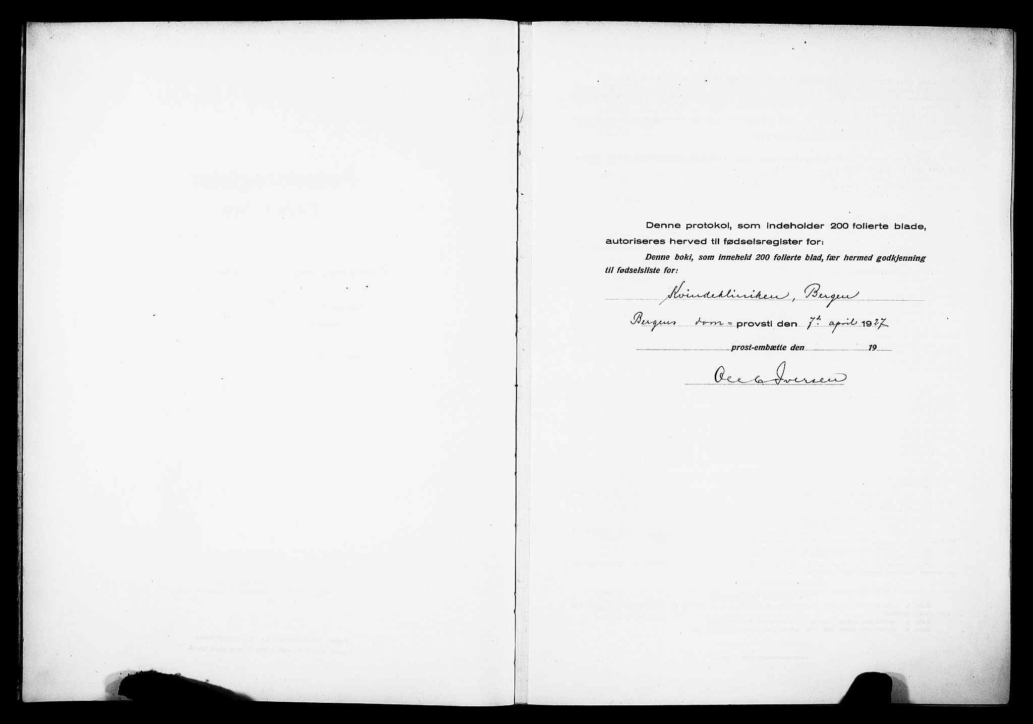 Kvinneklinikken, SAB/A-76301/F/L0A04: Fødselsregister nr. A 4, 1927-1929