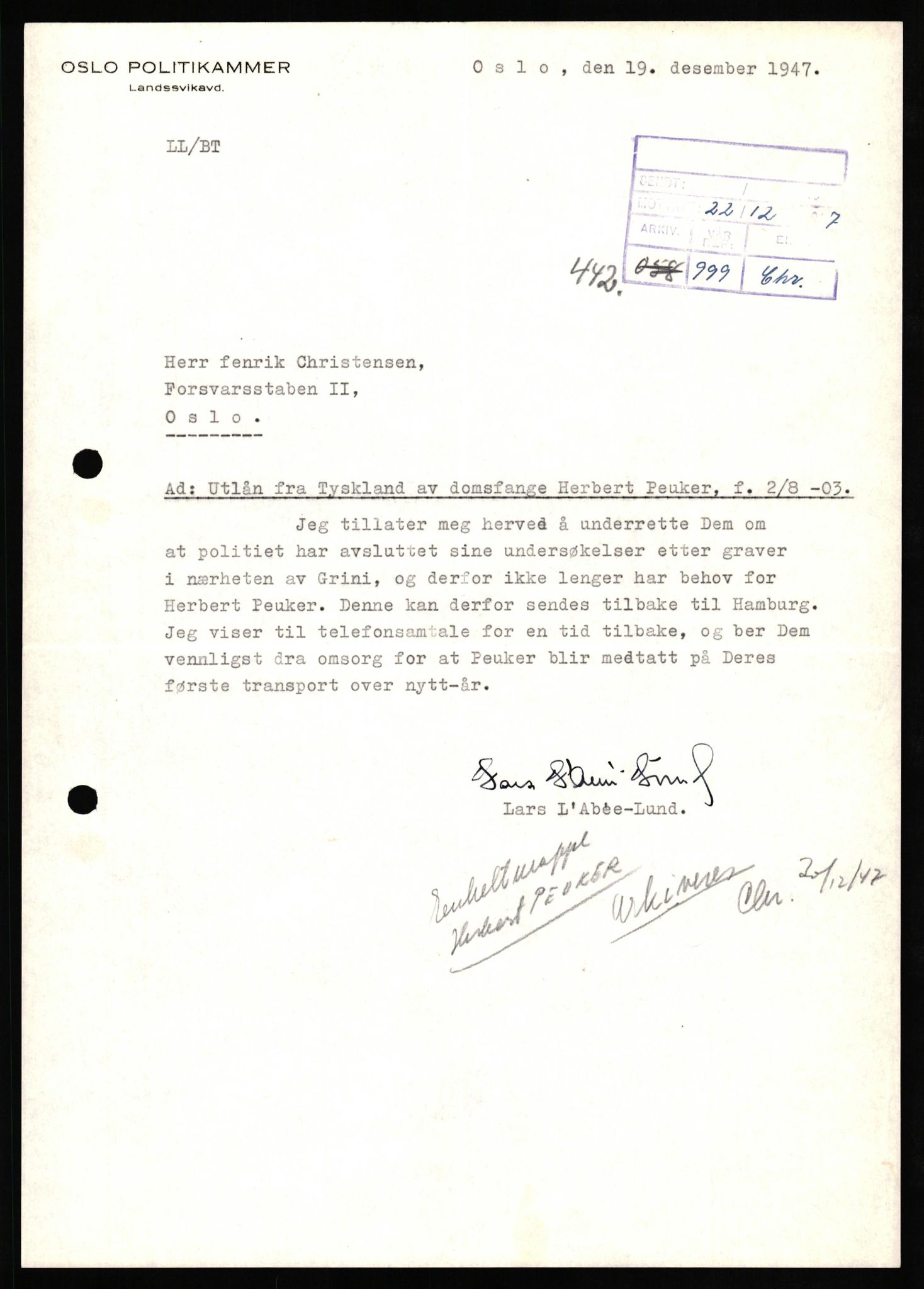 Forsvaret, Forsvarets overkommando II, AV/RA-RAFA-3915/D/Db/L0026: CI Questionaires. Tyske okkupasjonsstyrker i Norge. Tyskere., 1945-1946, s. 15