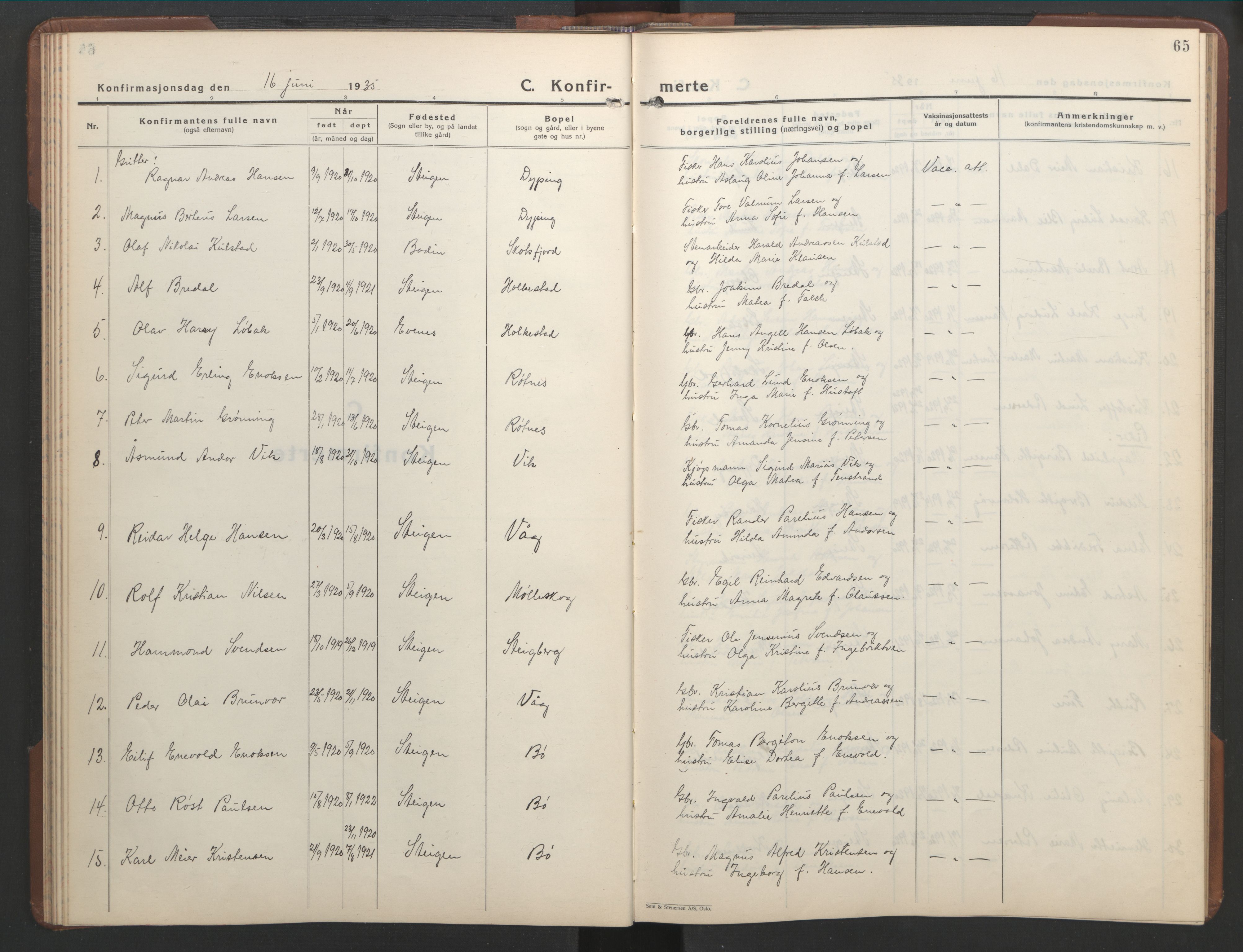 Ministerialprotokoller, klokkerbøker og fødselsregistre - Nordland, AV/SAT-A-1459/855/L0818: Klokkerbok nr. 855C07, 1935-1949, s. 65