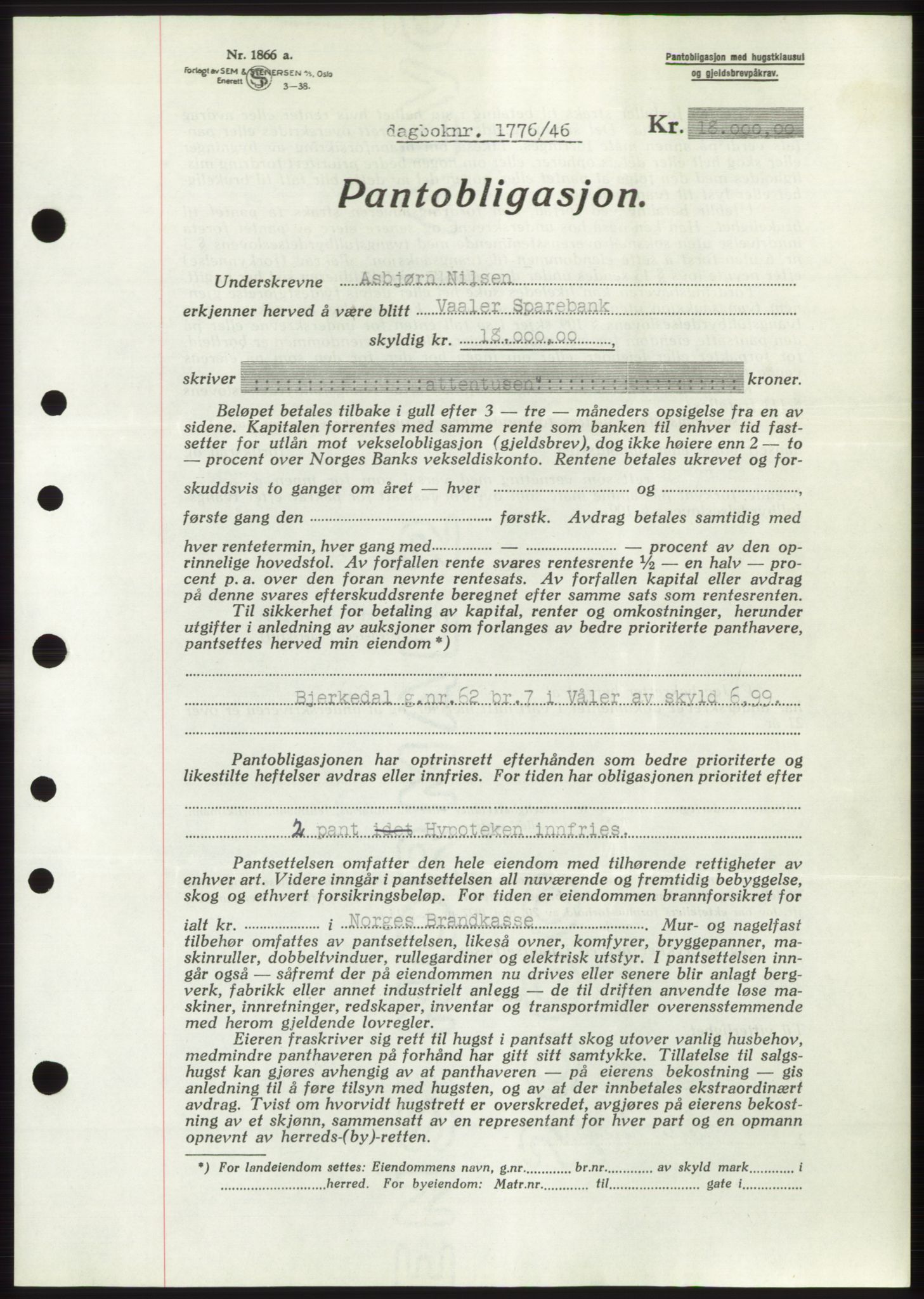 Moss sorenskriveri, SAO/A-10168: Pantebok nr. B15, 1946-1946, Dagboknr: 1776/1946