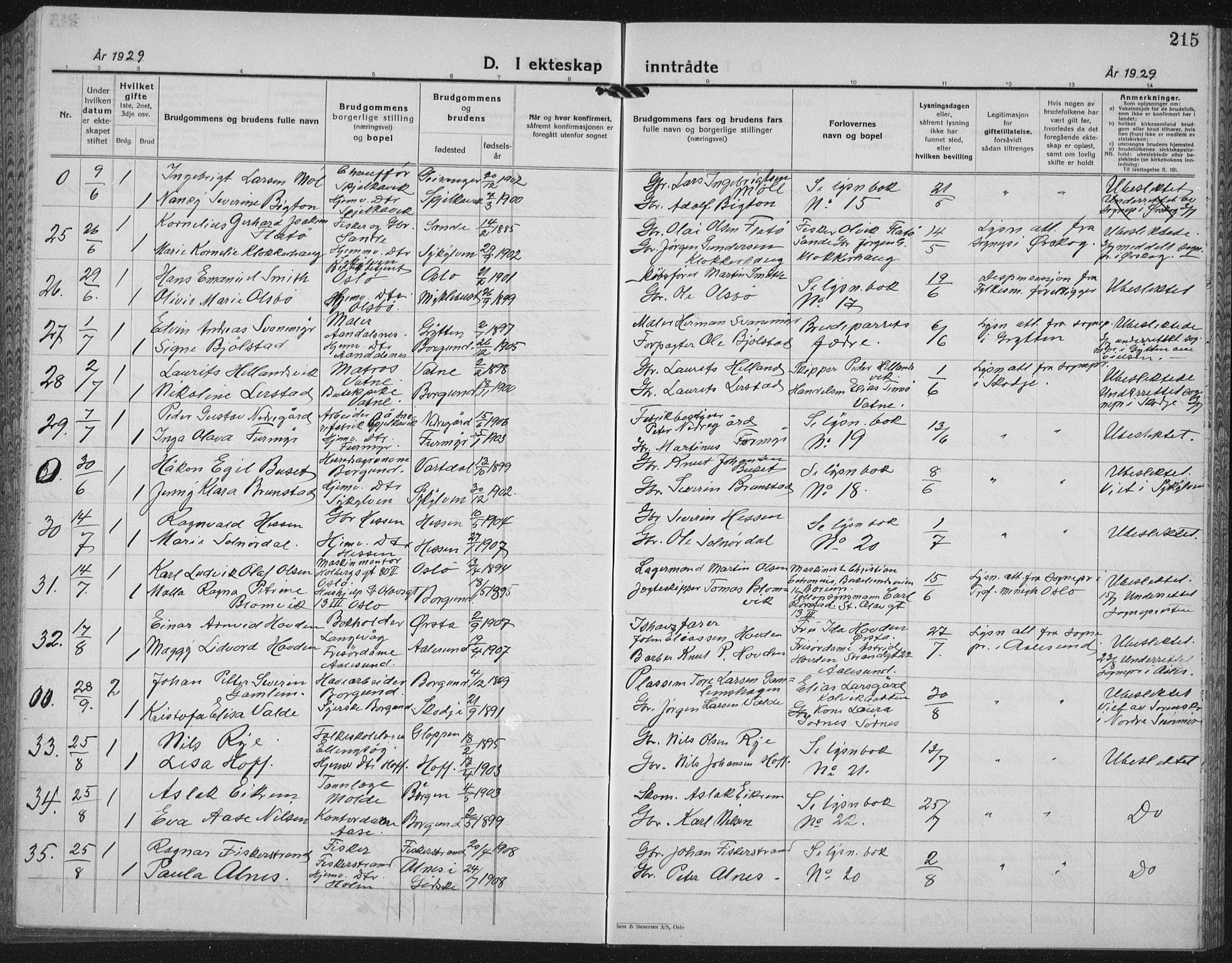 Ministerialprotokoller, klokkerbøker og fødselsregistre - Møre og Romsdal, AV/SAT-A-1454/528/L0436: Klokkerbok nr. 528C17, 1927-1939, s. 215