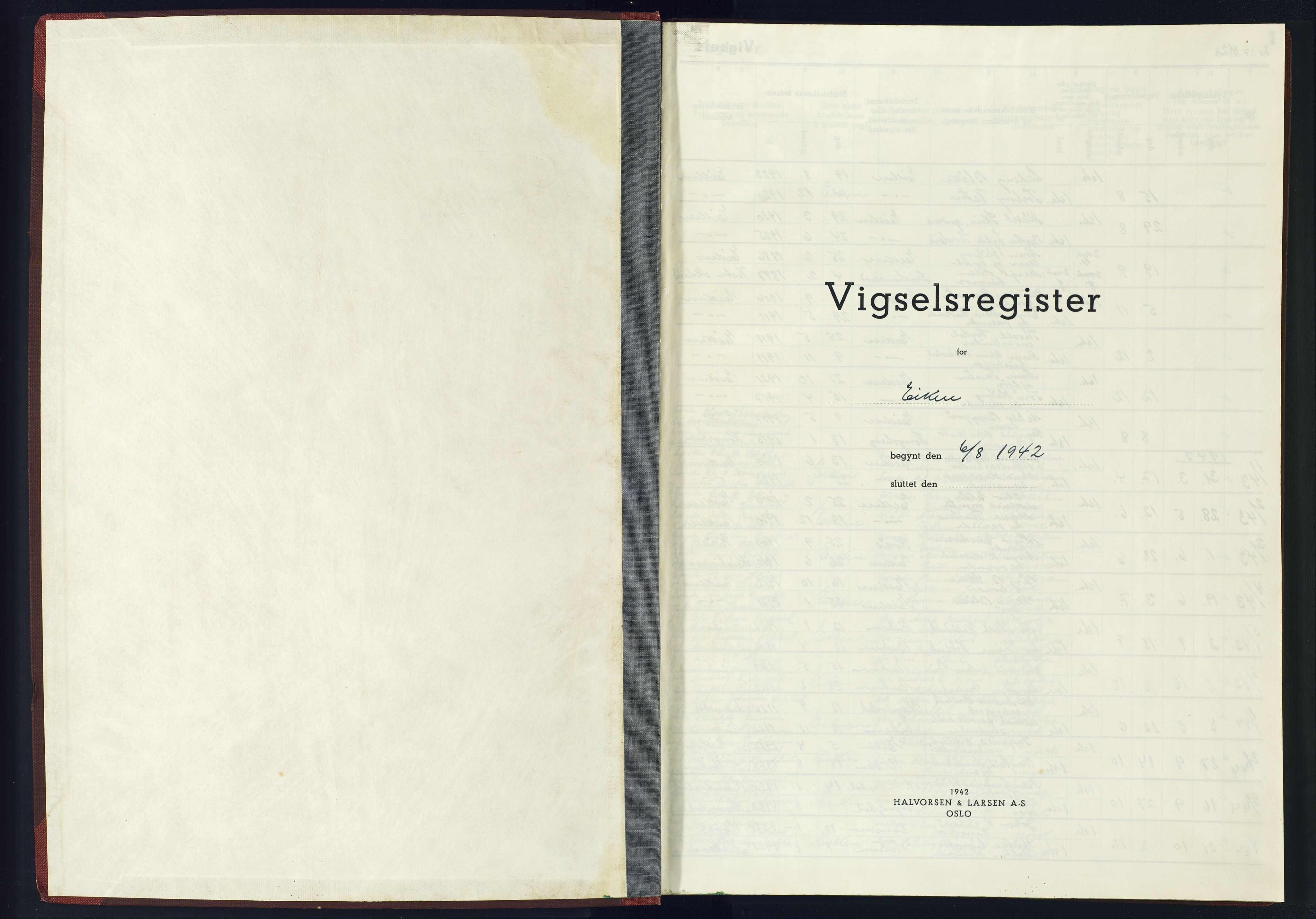 Hægebostad sokneprestkontor, SAK/1111-0024/J/Jb/L0005: Vigselsregister nr. II.6.5, 1942-1945