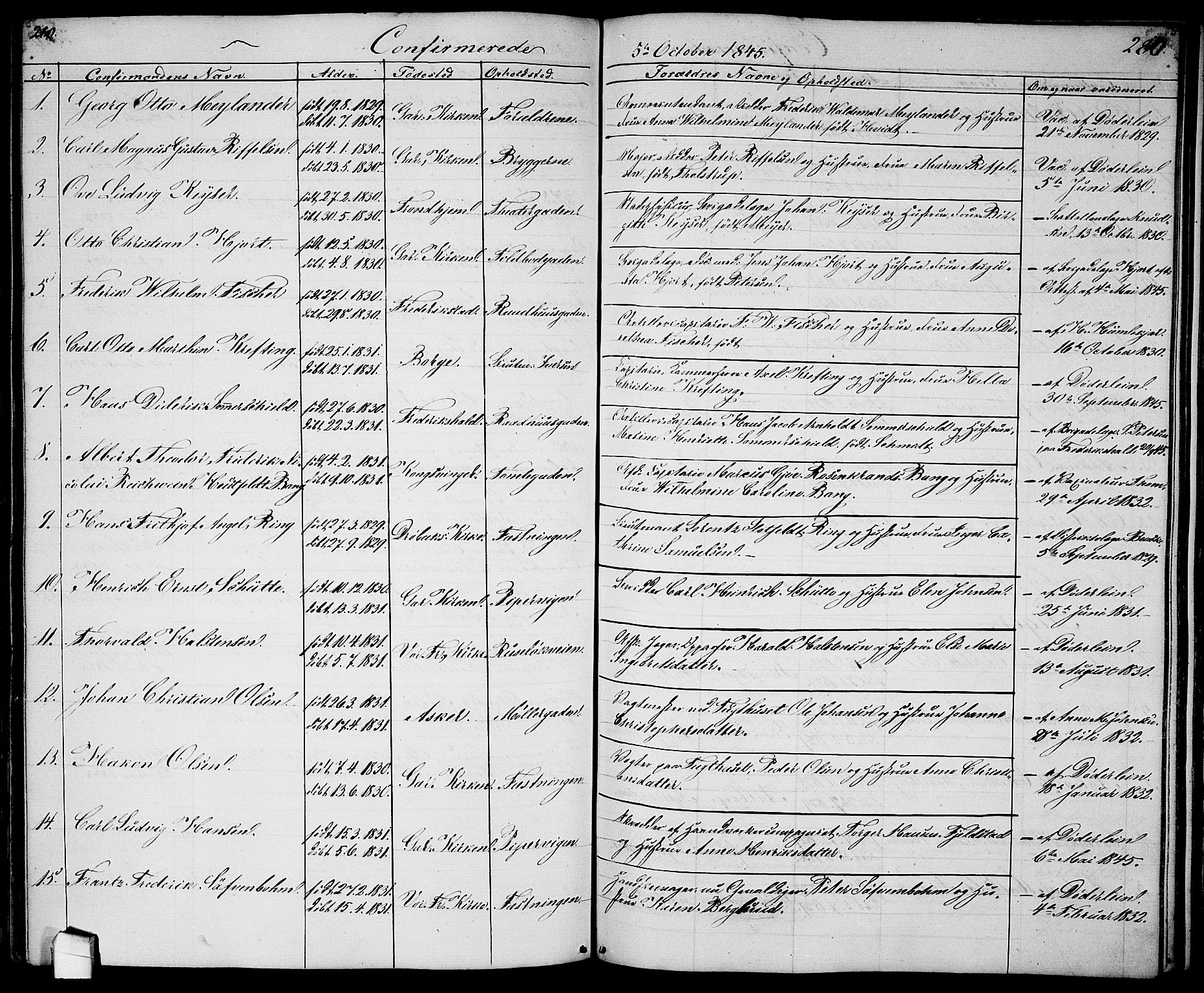 Garnisonsmenigheten Kirkebøker, SAO/A-10846/G/Ga/L0005: Klokkerbok nr. 5, 1841-1860, s. 280