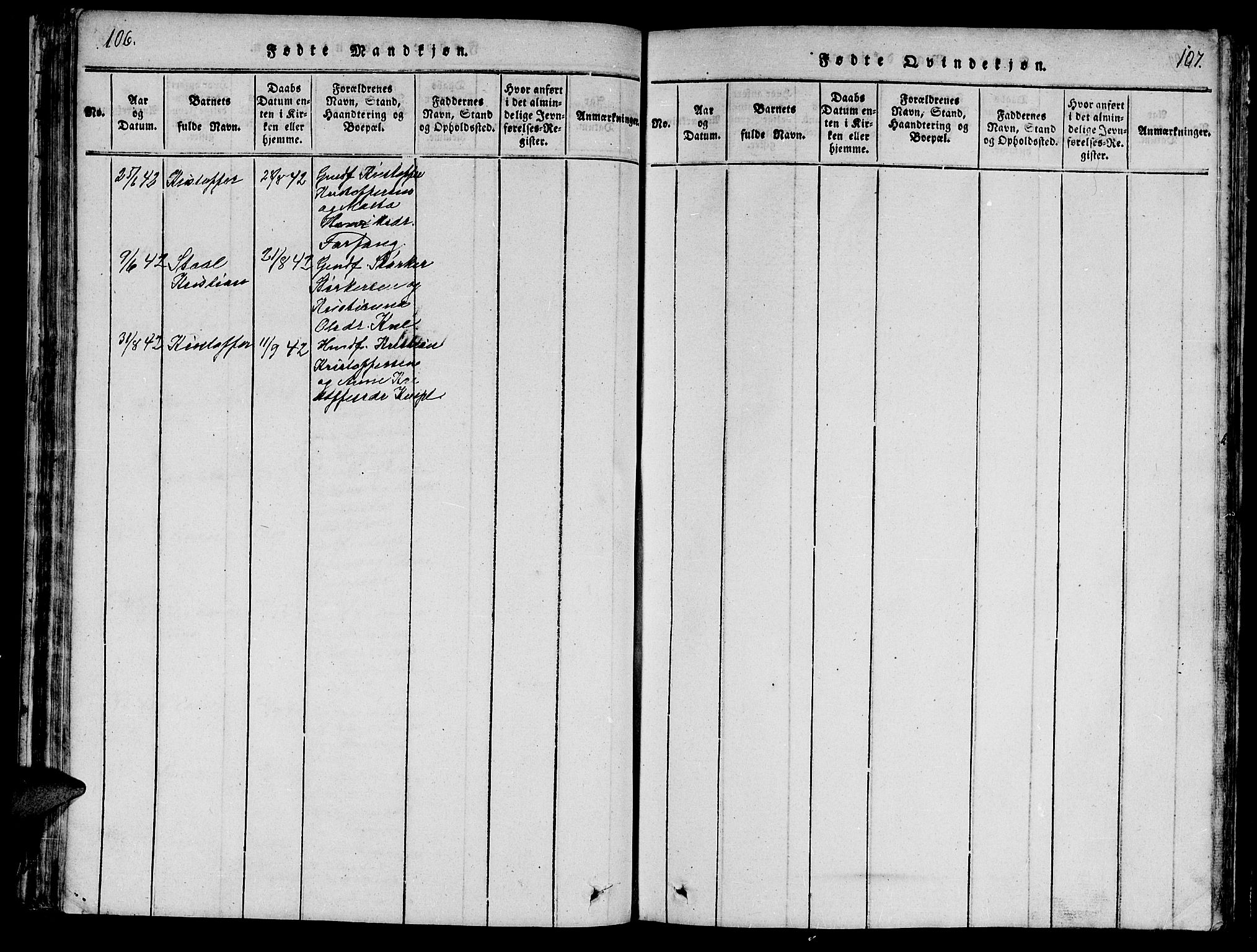 Ministerialprotokoller, klokkerbøker og fødselsregistre - Nord-Trøndelag, SAT/A-1458/747/L0459: Klokkerbok nr. 747C01, 1816-1842, s. 106-107