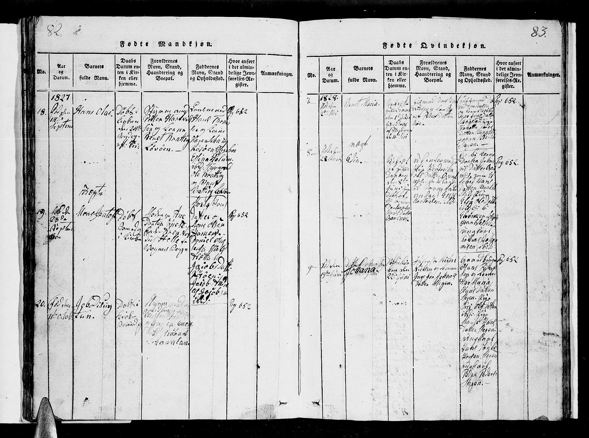 Ministerialprotokoller, klokkerbøker og fødselsregistre - Nordland, AV/SAT-A-1459/855/L0812: Klokkerbok nr. 855C01, 1821-1838, s. 82-83