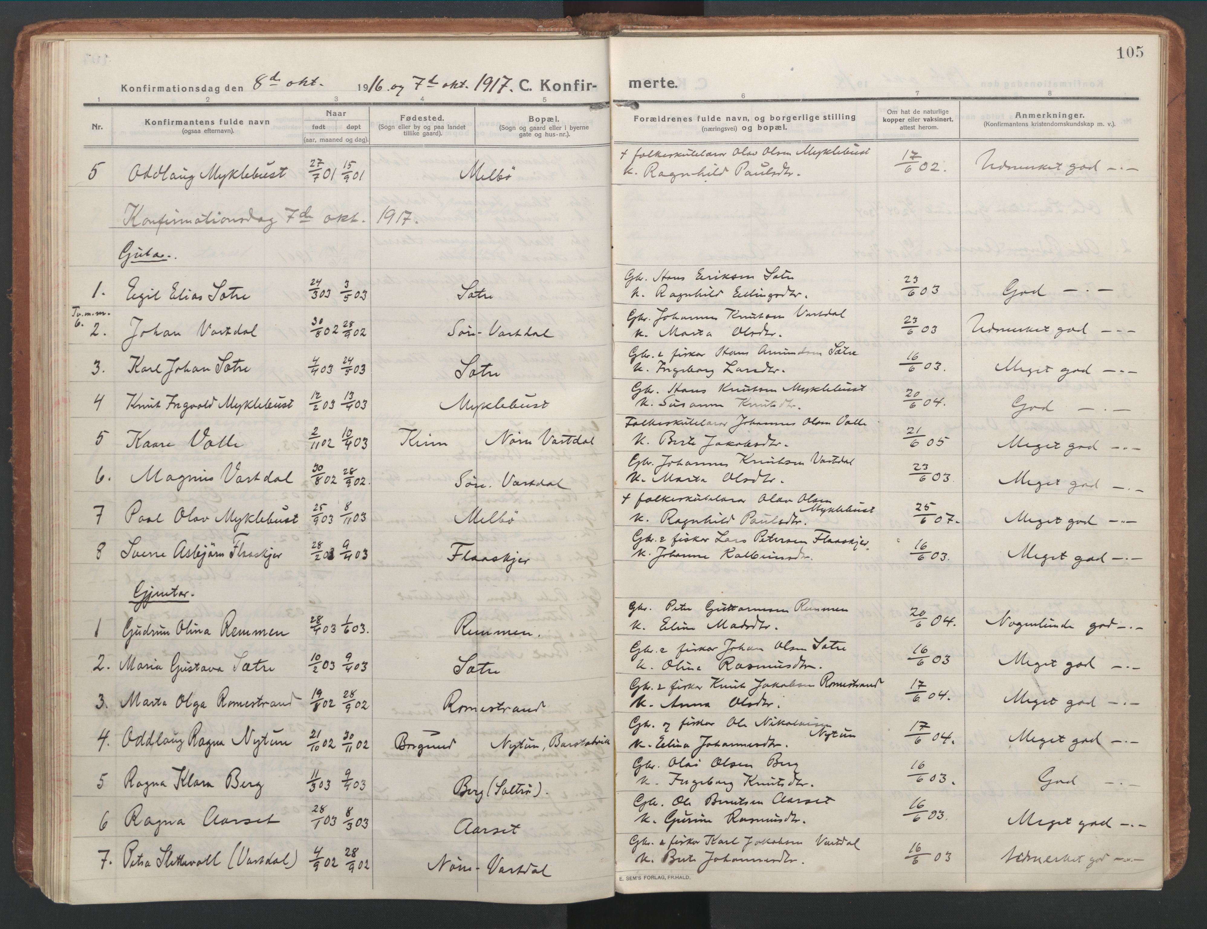 Ministerialprotokoller, klokkerbøker og fødselsregistre - Møre og Romsdal, AV/SAT-A-1454/514/L0200: Ministerialbok nr. 514A02, 1913-1943, s. 105