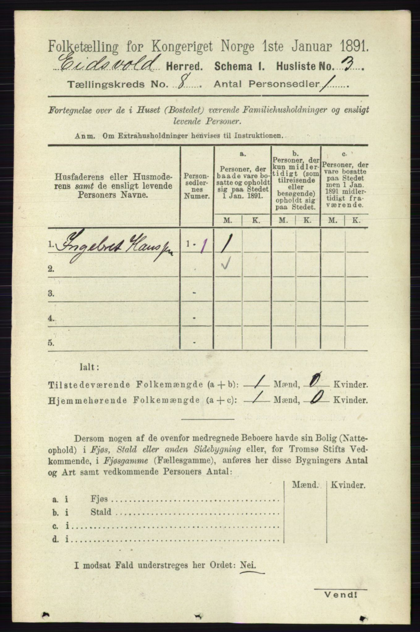 RA, Folketelling 1891 for 0237 Eidsvoll herred, 1891, s. 5106