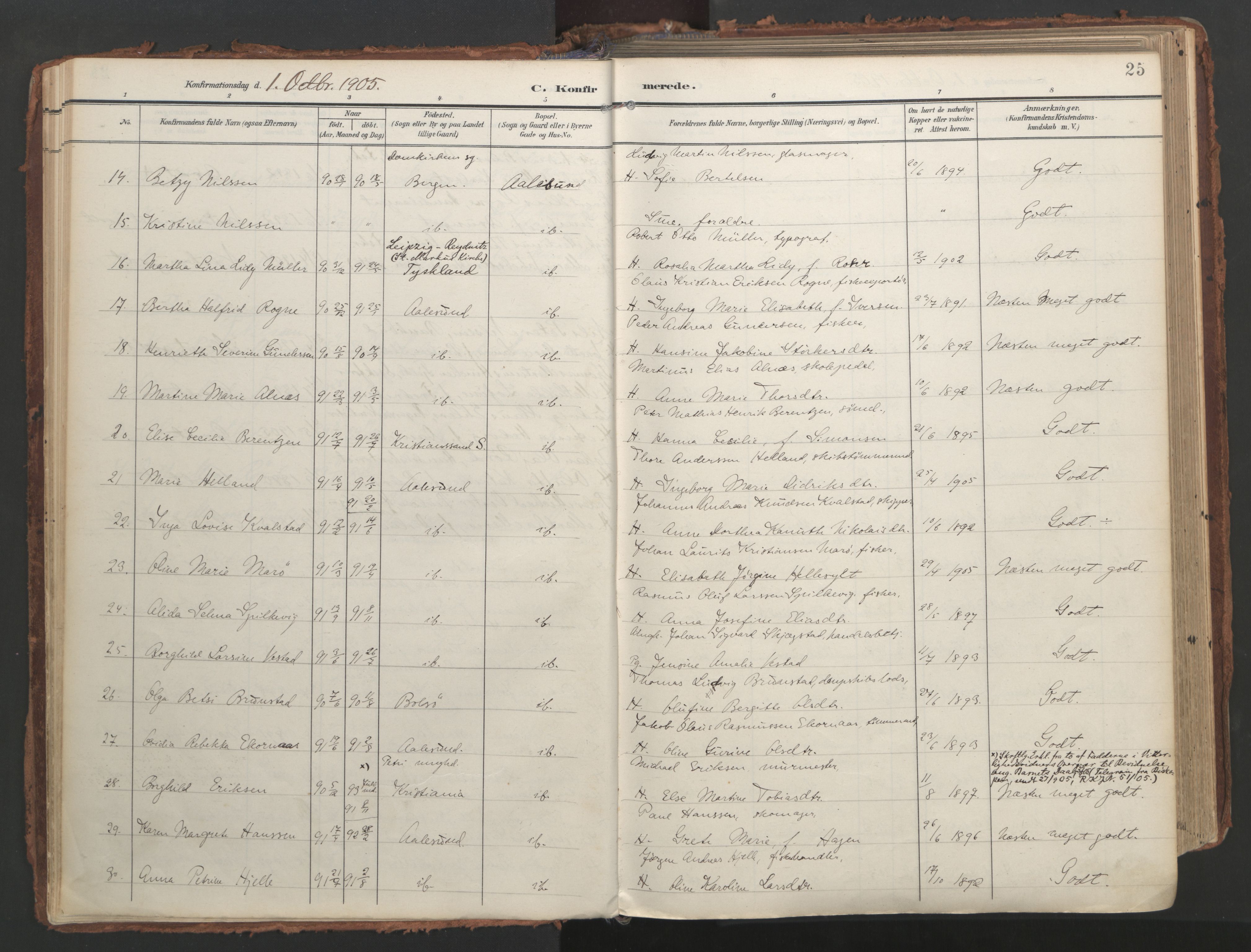 Ministerialprotokoller, klokkerbøker og fødselsregistre - Møre og Romsdal, AV/SAT-A-1454/529/L0459: Ministerialbok nr. 529A09, 1904-1917, s. 25