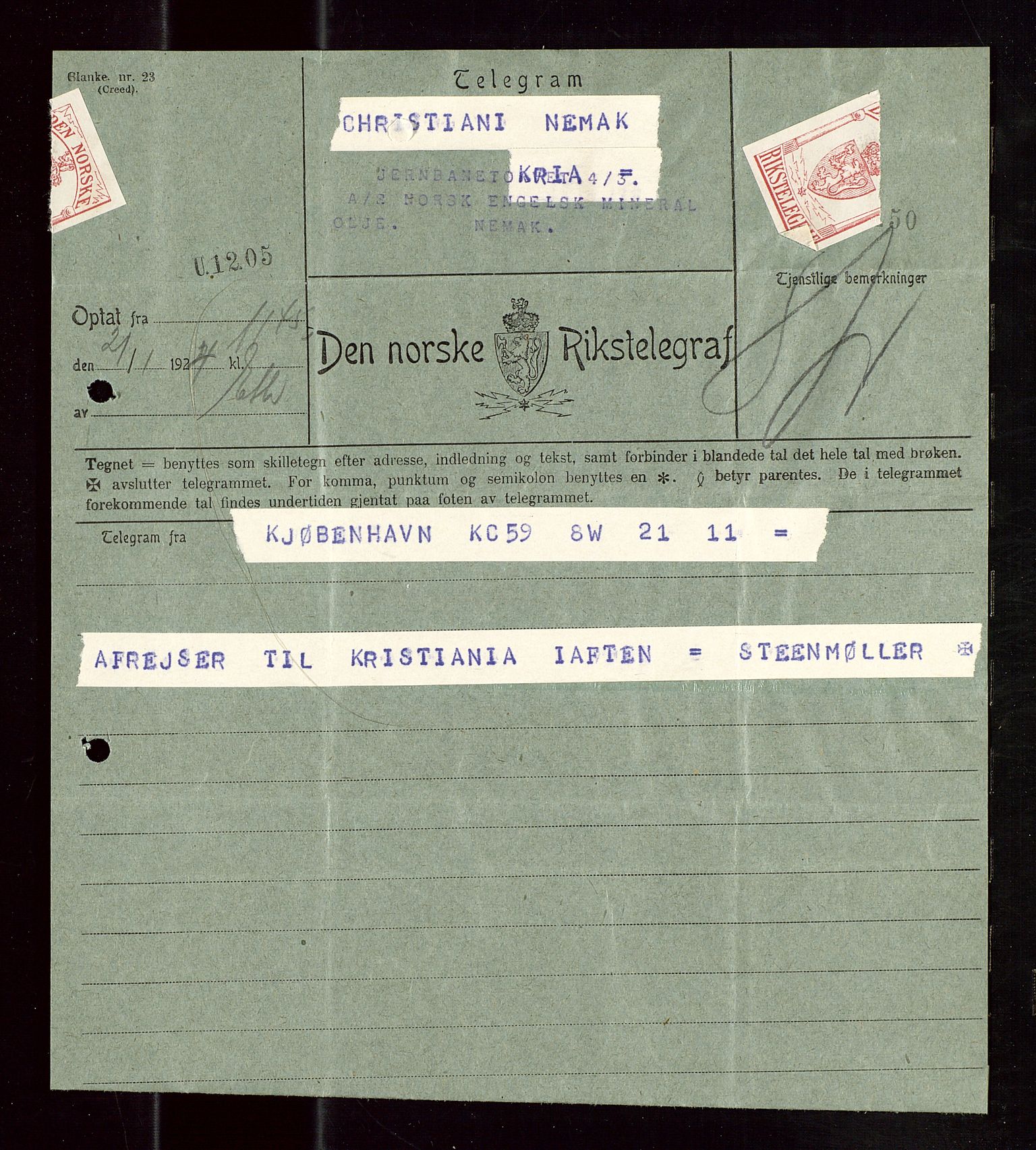 Pa 1521 - A/S Norske Shell, AV/SAST-A-101915/E/Ea/Eaa/L0013: Sjefskorrespondanse, 1924, s. 124