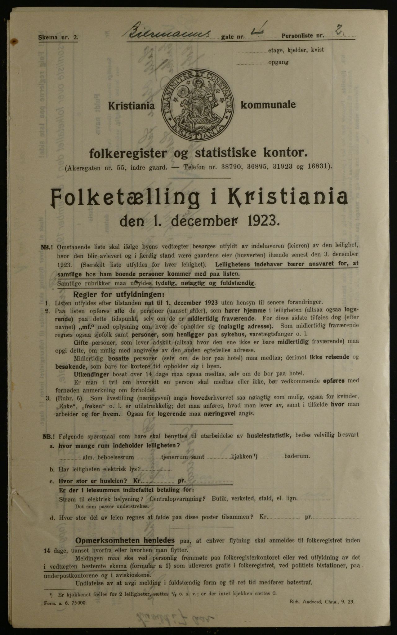 OBA, Kommunal folketelling 1.12.1923 for Kristiania, 1923, s. 5806