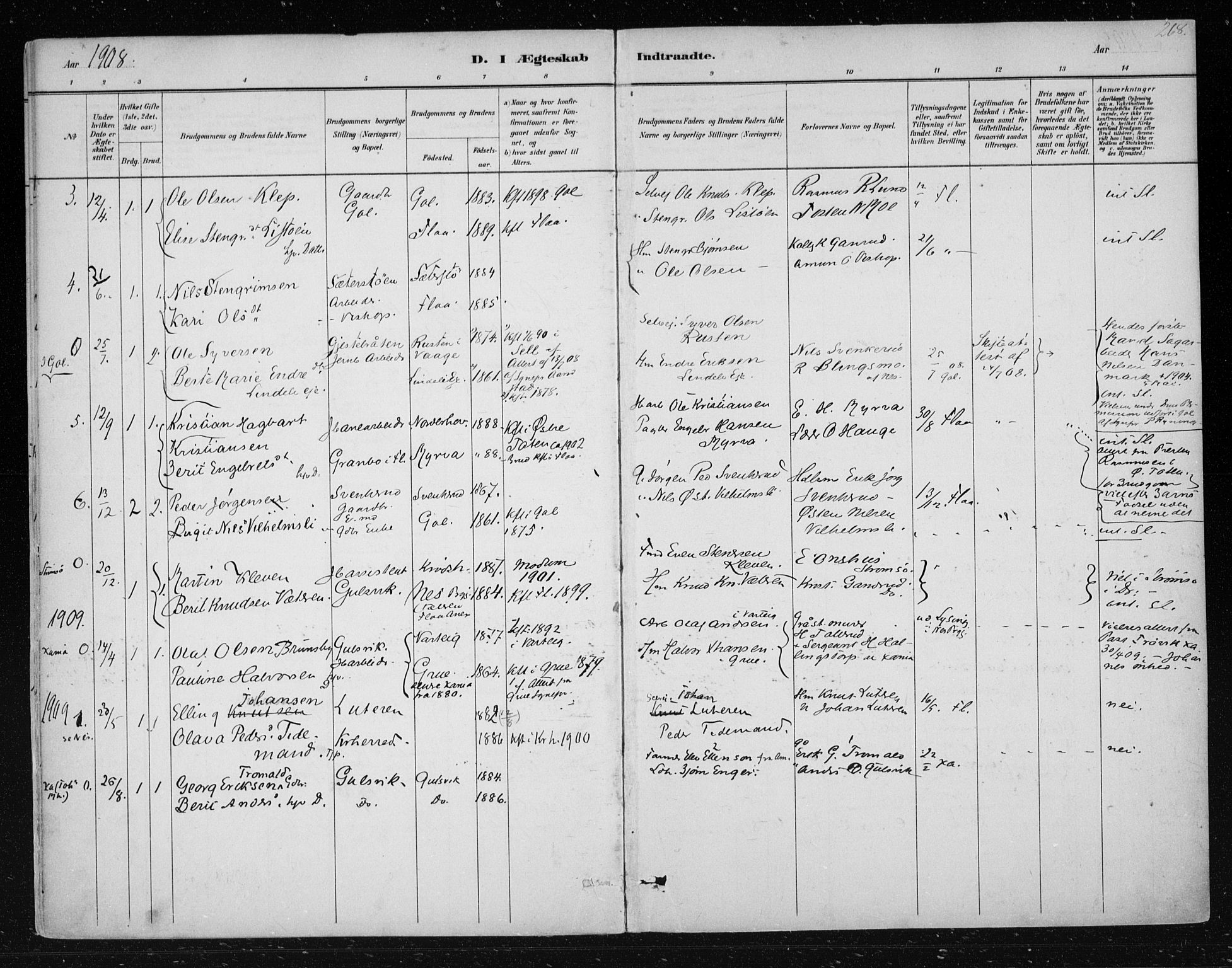 Nes kirkebøker, AV/SAKO-A-236/F/Fa/L0012: Ministerialbok nr. 12, 1881-1917, s. 268