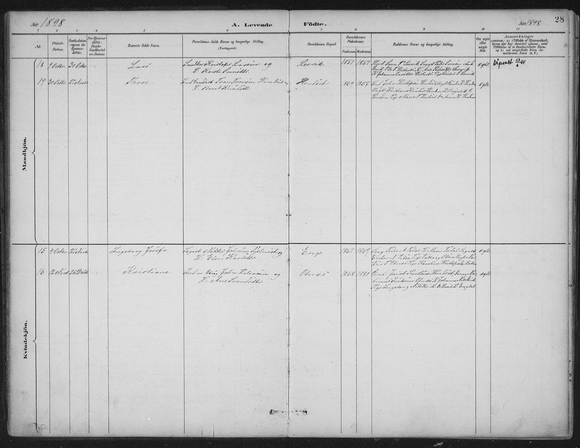 Ministerialprotokoller, klokkerbøker og fødselsregistre - Møre og Romsdal, AV/SAT-A-1454/580/L0925: Ministerialbok nr. 580A02, 1888-1913, s. 28