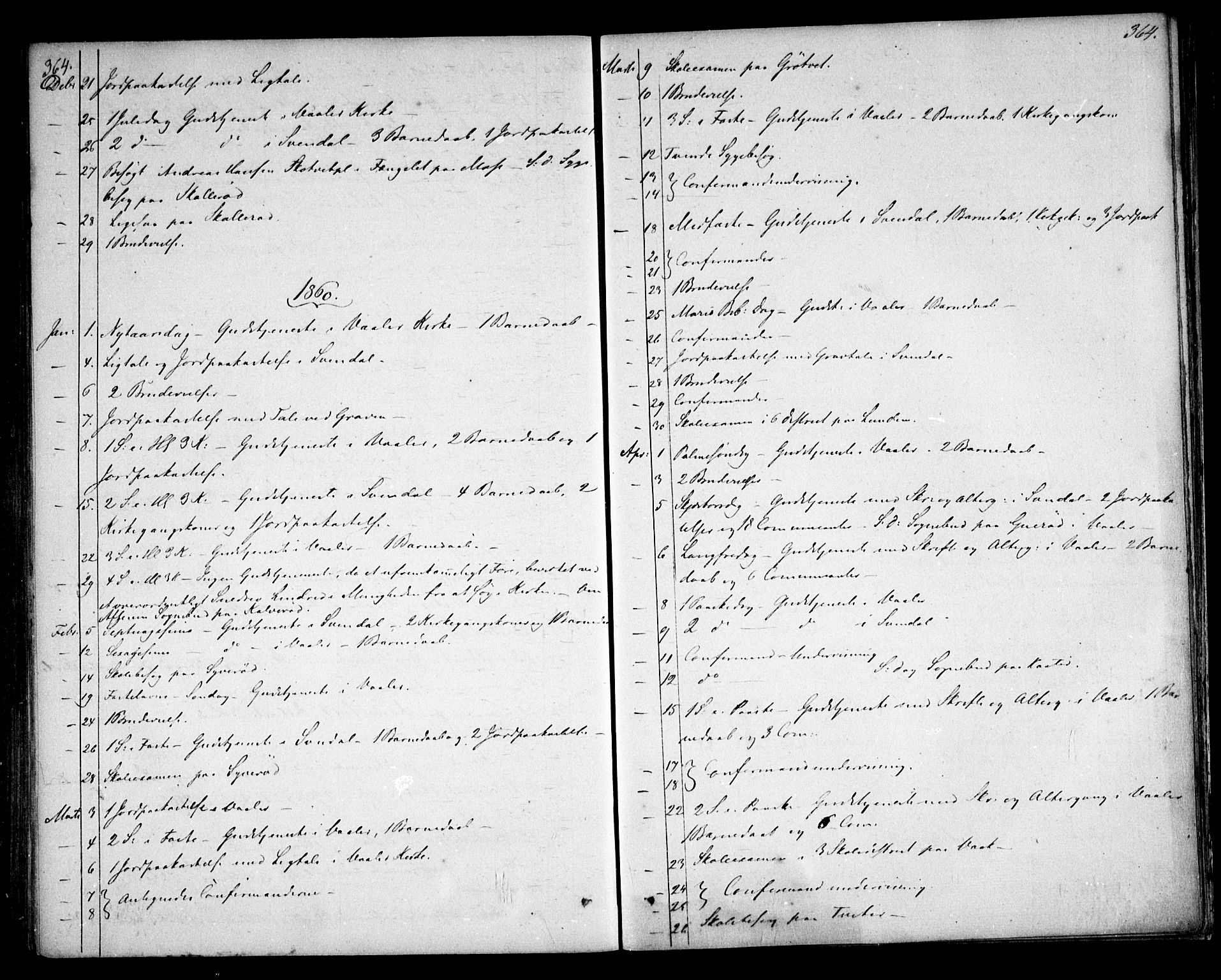 Våler prestekontor Kirkebøker, AV/SAO-A-11083/F/Fa/L0006: Ministerialbok nr. I 6, 1840-1861, s. 364