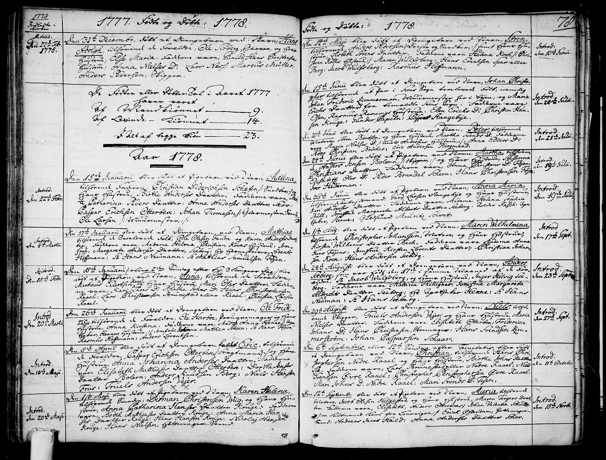 Tønsberg kirkebøker, AV/SAKO-A-330/F/Fa/L0002: Ministerialbok nr. I 2, 1760-1796, s. 78