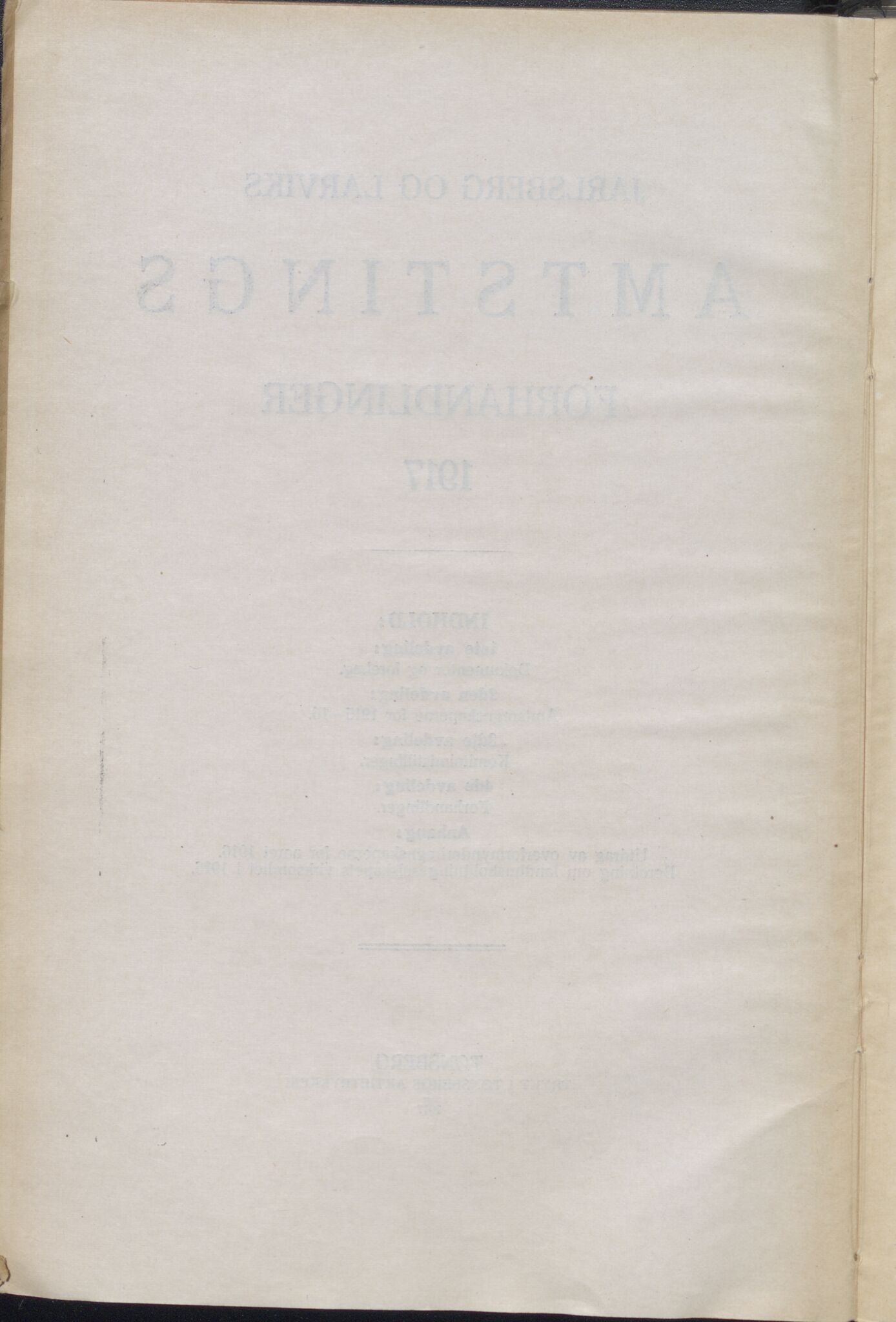 Vestfold fylkeskommune. Fylkestinget, VEMU/A-1315/A/Ab/Abb/L0064: Fylkestingsforhandlinger, 1917