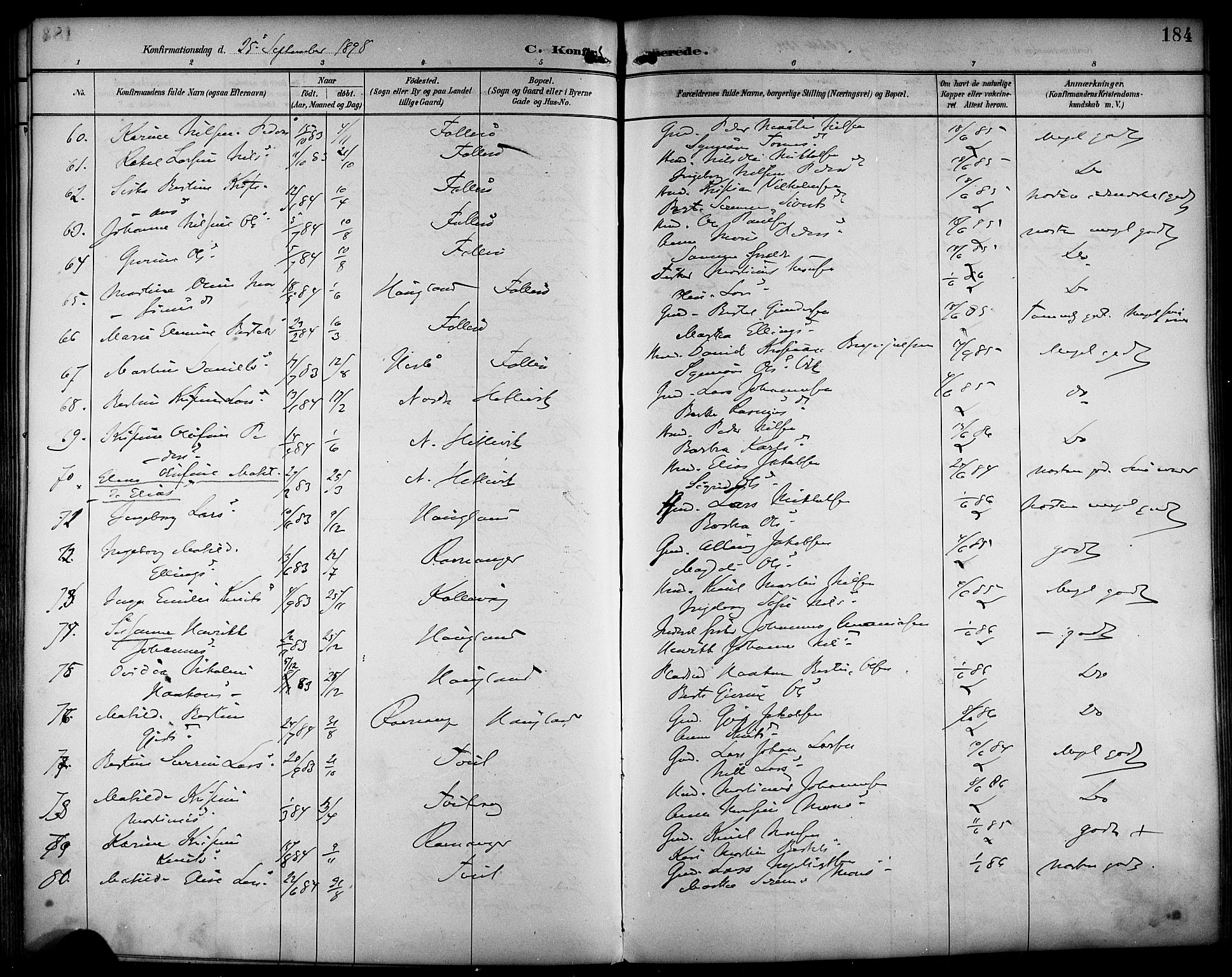 Askøy Sokneprestembete, AV/SAB-A-74101/H/Ha/Haa/Haab/L0002: Ministerialbok nr. B 2, 1889-1902, s. 184