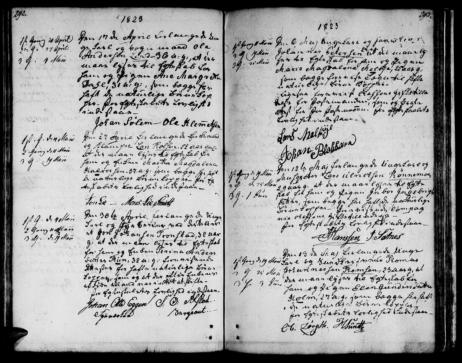 Ministerialprotokoller, klokkerbøker og fødselsregistre - Sør-Trøndelag, SAT/A-1456/601/L0042: Ministerialbok nr. 601A10, 1802-1830, s. 292-293