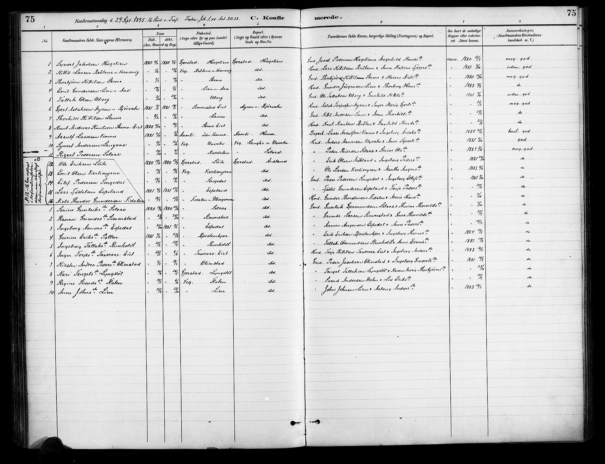 Gjerstad sokneprestkontor, AV/SAK-1111-0014/F/Fa/Fab/L0005: Ministerialbok nr. A 5, 1891-1908, s. 75