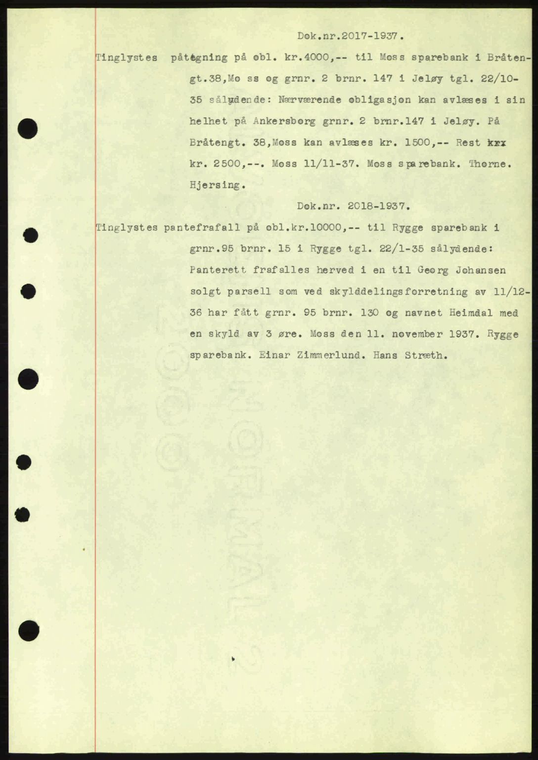 Moss sorenskriveri, SAO/A-10168: Pantebok nr. B4, 1937-1938, Dagboknr: 2017/1937