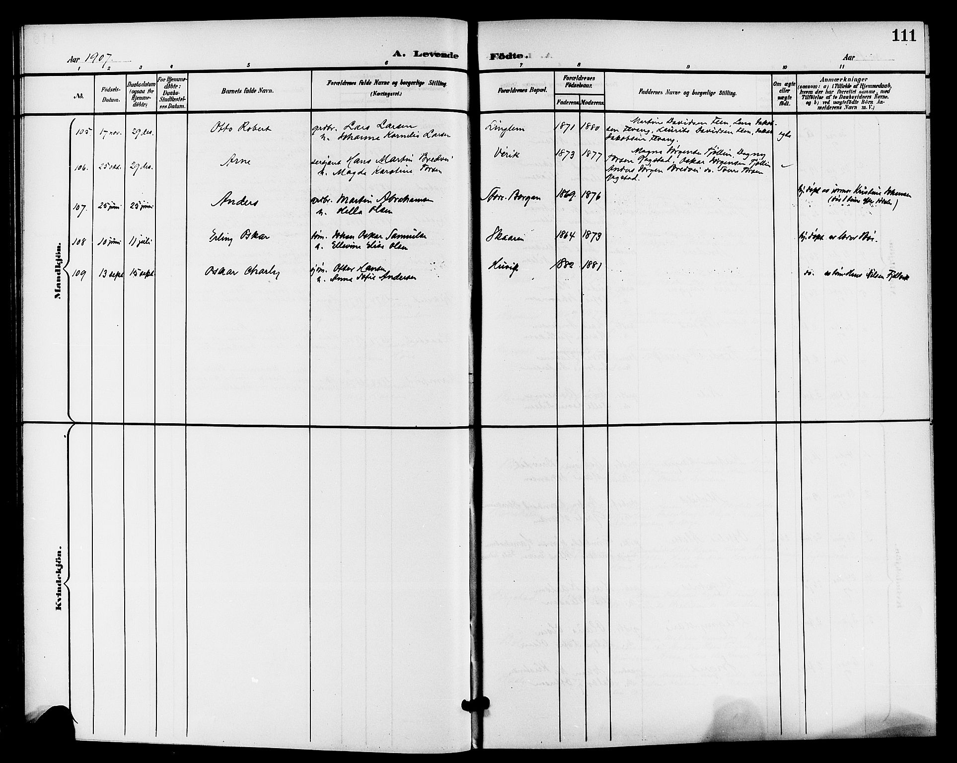 Sandar kirkebøker, AV/SAKO-A-243/G/Ga/L0002: Klokkerbok nr. 2, 1900-1915, s. 111