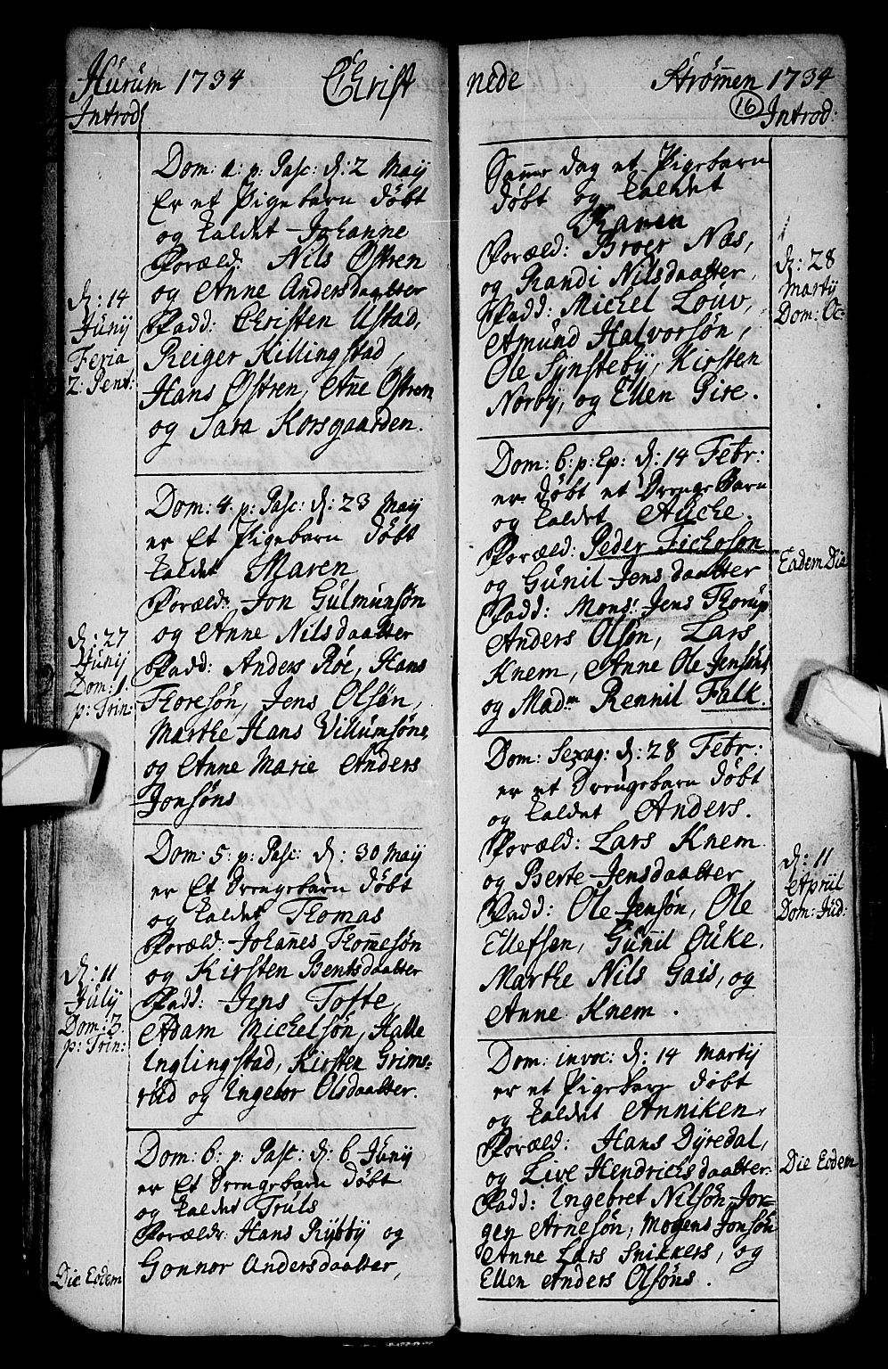 Hurum kirkebøker, SAKO/A-229/F/Fa/L0002: Ministerialbok nr. 2, 1733-1757, s. 16