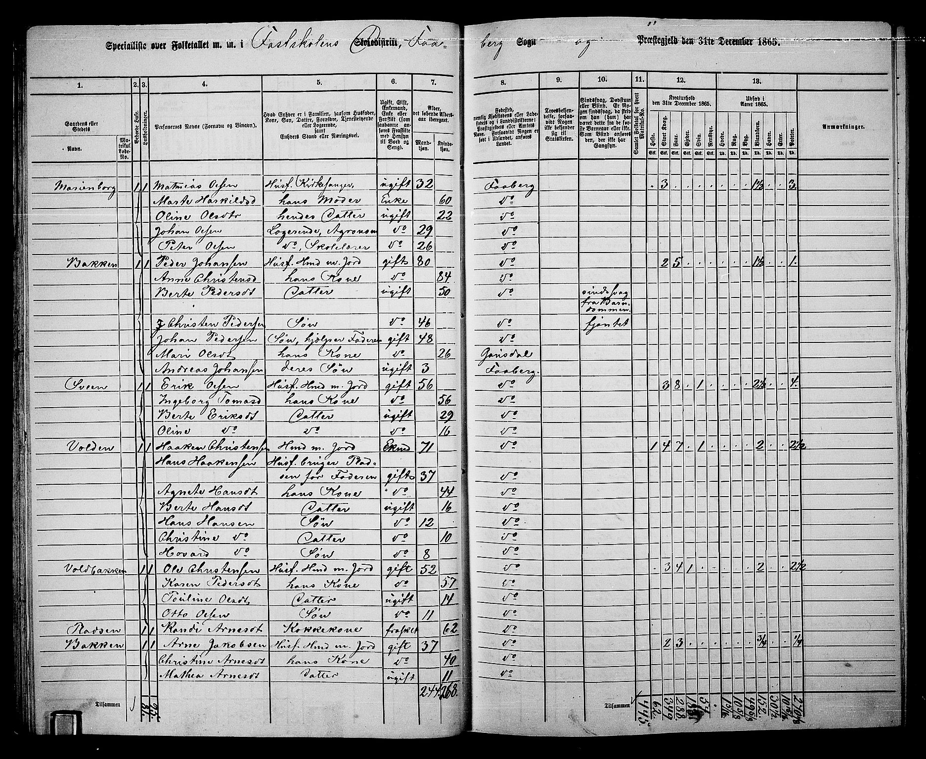 RA, Folketelling 1865 for 0524L Fåberg prestegjeld, Fåberg sokn og Lillehammer landsokn, 1865, s. 31