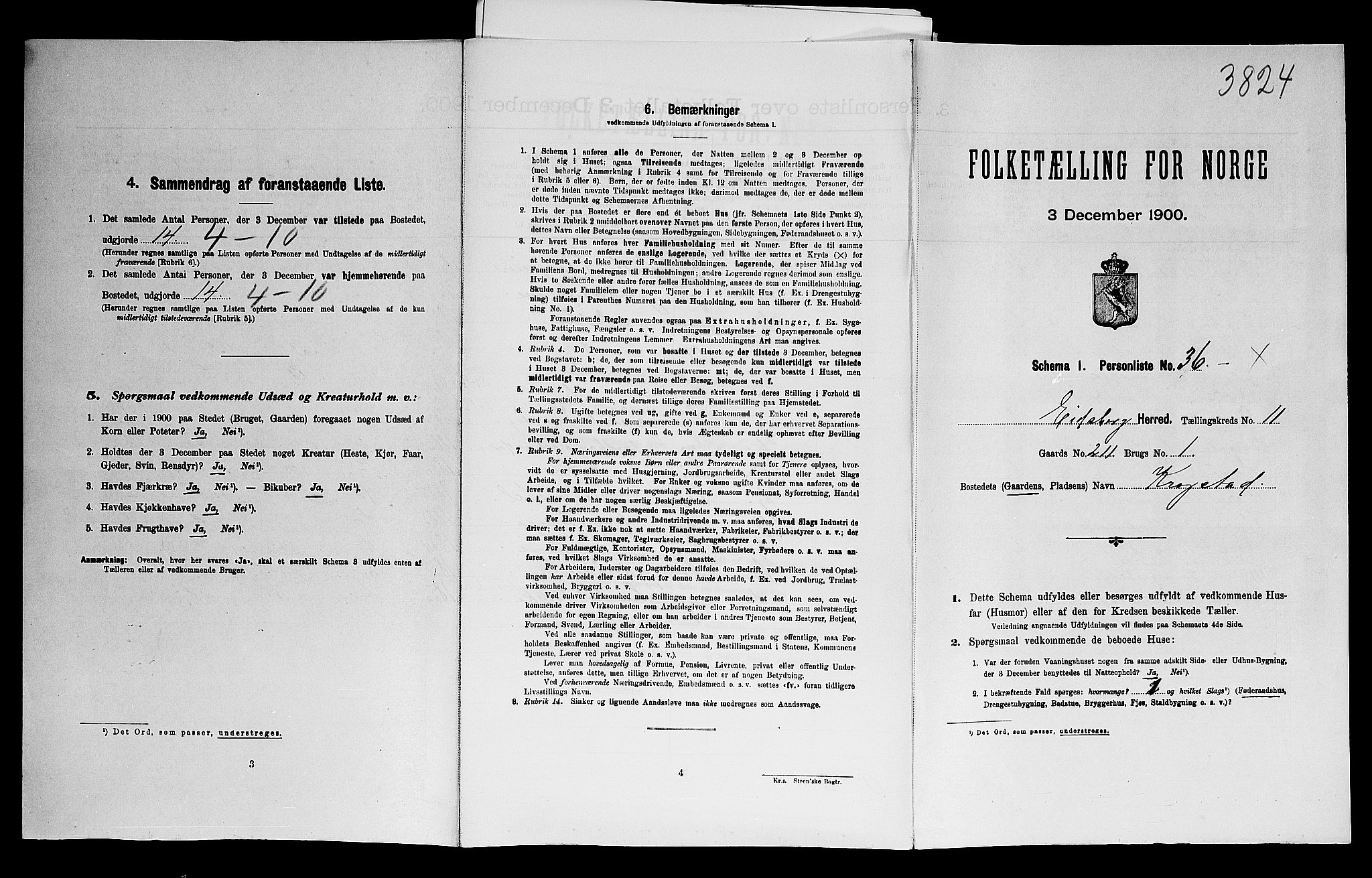 SAO, Folketelling 1900 for 0125 Eidsberg herred, 1900