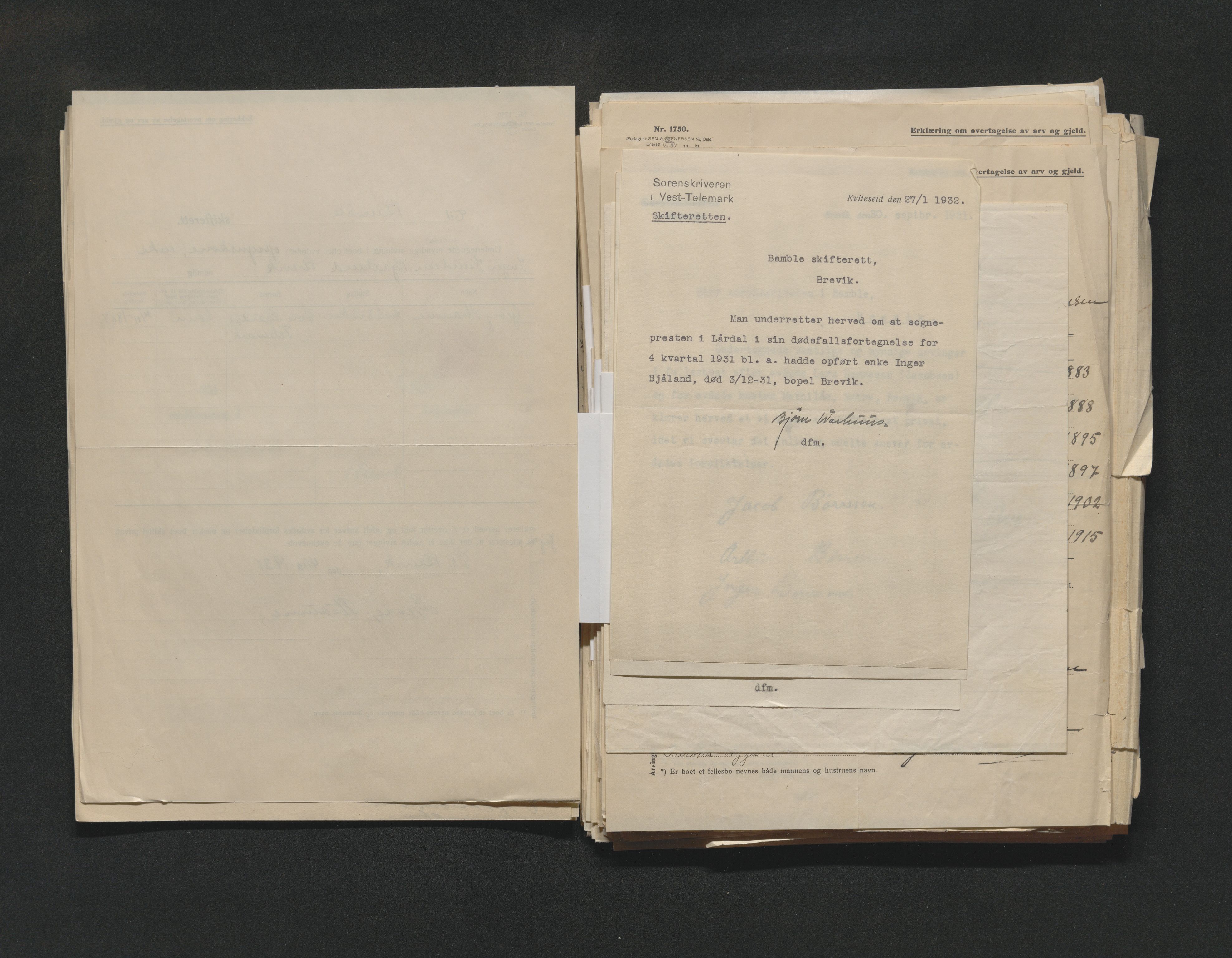Bamble sorenskriveri, AV/SAKO-A-214/H/Ha/Haa/Haab/L0001/0003: Dødsanmeldelsesprotokoll / Dødsanmeldelsesprotokoll, 1928-1933
