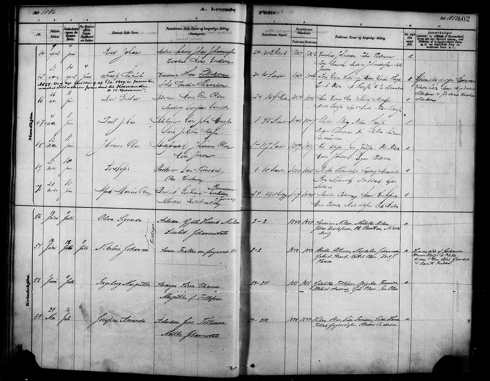 Sandviken Sokneprestembete, AV/SAB-A-77601/H/Ha/L0004: Ministerialbok nr. B 1, 1878-1891, s. 102