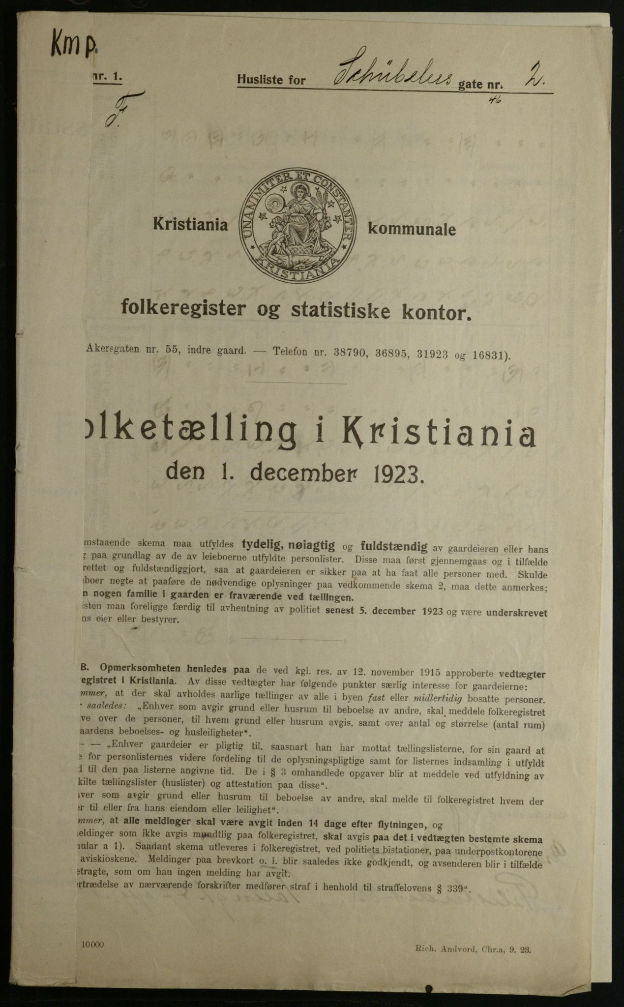 OBA, Kommunal folketelling 1.12.1923 for Kristiania, 1923, s. 102907