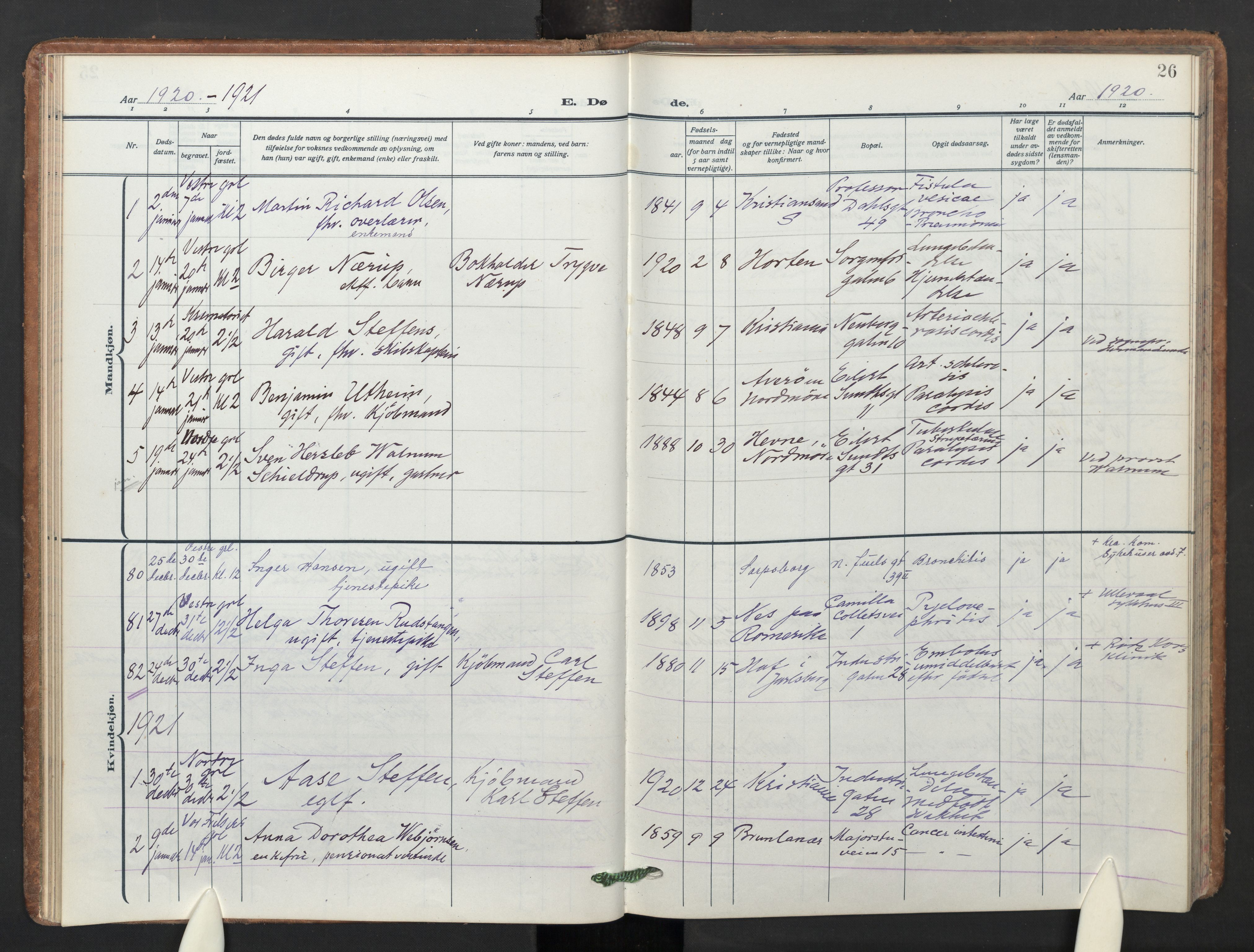 Uranienborg prestekontor Kirkebøker, AV/SAO-A-10877/F/Fa/L0013: Ministerialbok nr. I 13, 1919-1954, s. 26
