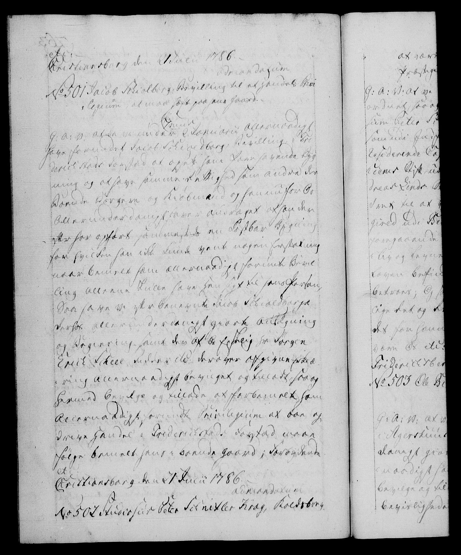 Danske Kanselli 1572-1799, AV/RA-EA-3023/F/Fc/Fca/Fcaa/L0051: Norske registre, 1786-1787, s. 263b