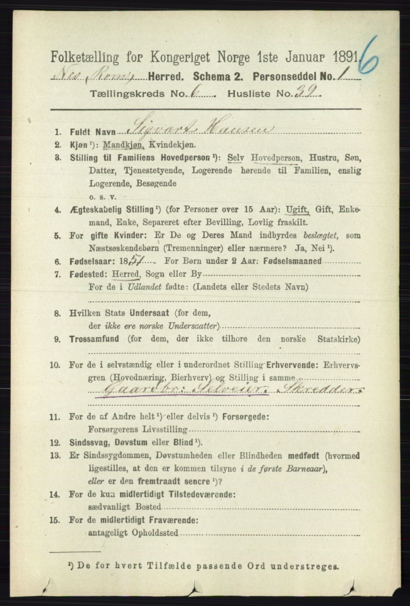 RA, Folketelling 1891 for 0236 Nes herred, 1891, s. 3625
