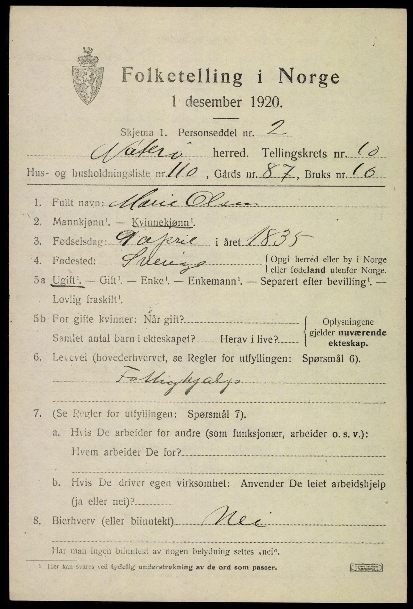 SAKO, Folketelling 1920 for 0722 Nøtterøy herred, 1920, s. 13501