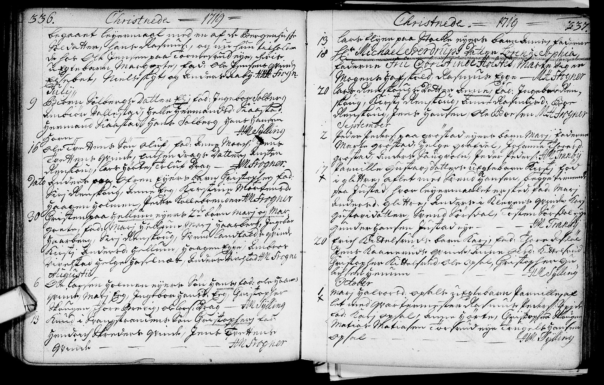 Lier kirkebøker, AV/SAKO-A-230/F/Fa/L0002: Ministerialbok nr. I 2, 1701-1726, s. 336-337