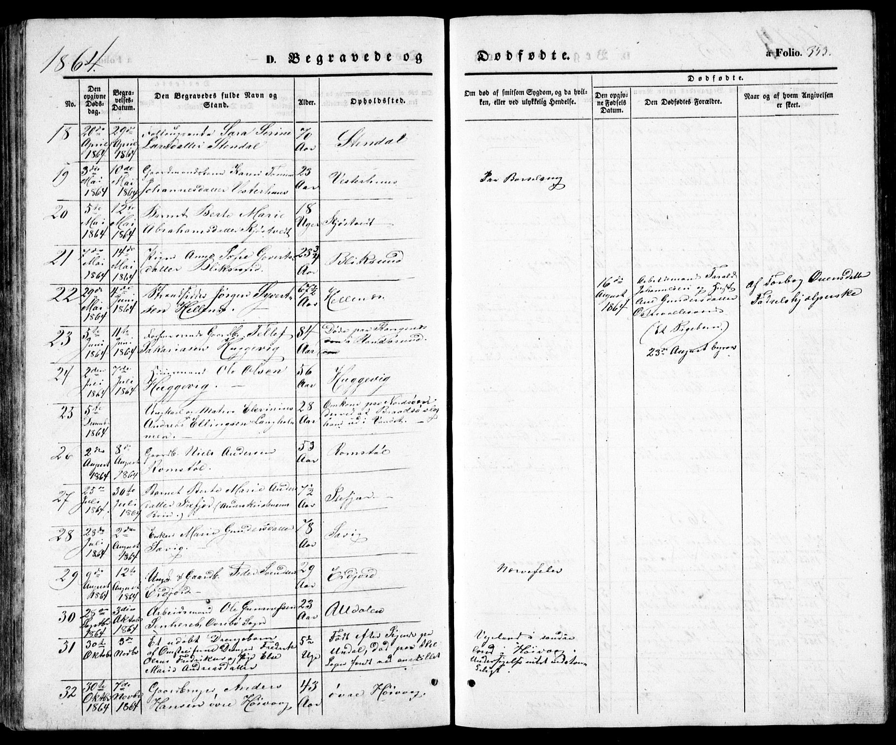 Høvåg sokneprestkontor, SAK/1111-0025/F/Fb/L0002: Klokkerbok nr. B 2, 1847-1869, s. 353