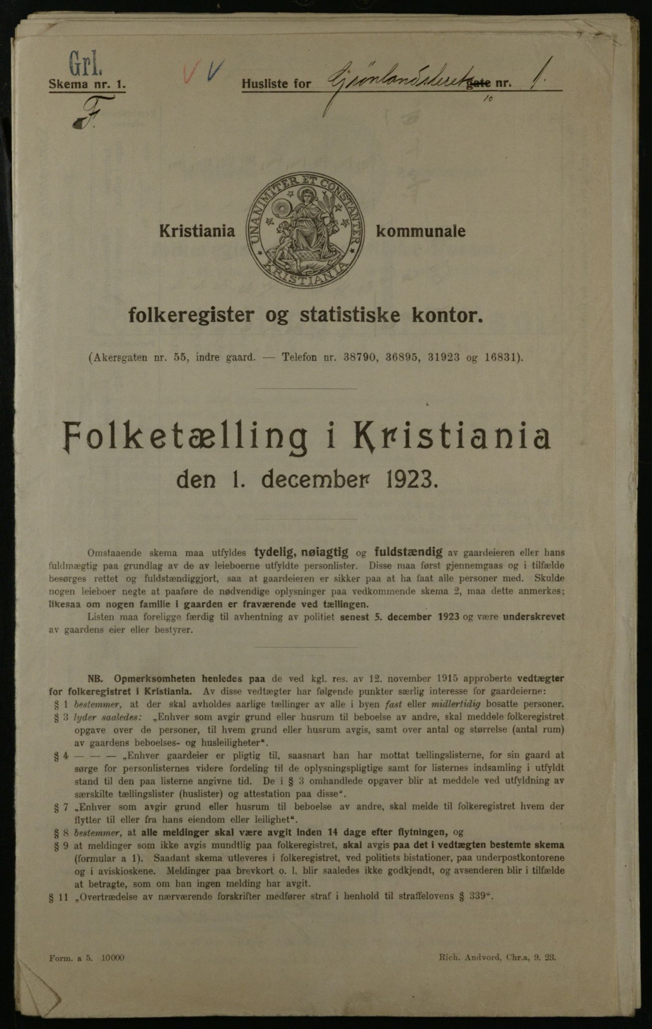 OBA, Kommunal folketelling 1.12.1923 for Kristiania, 1923, s. 35368