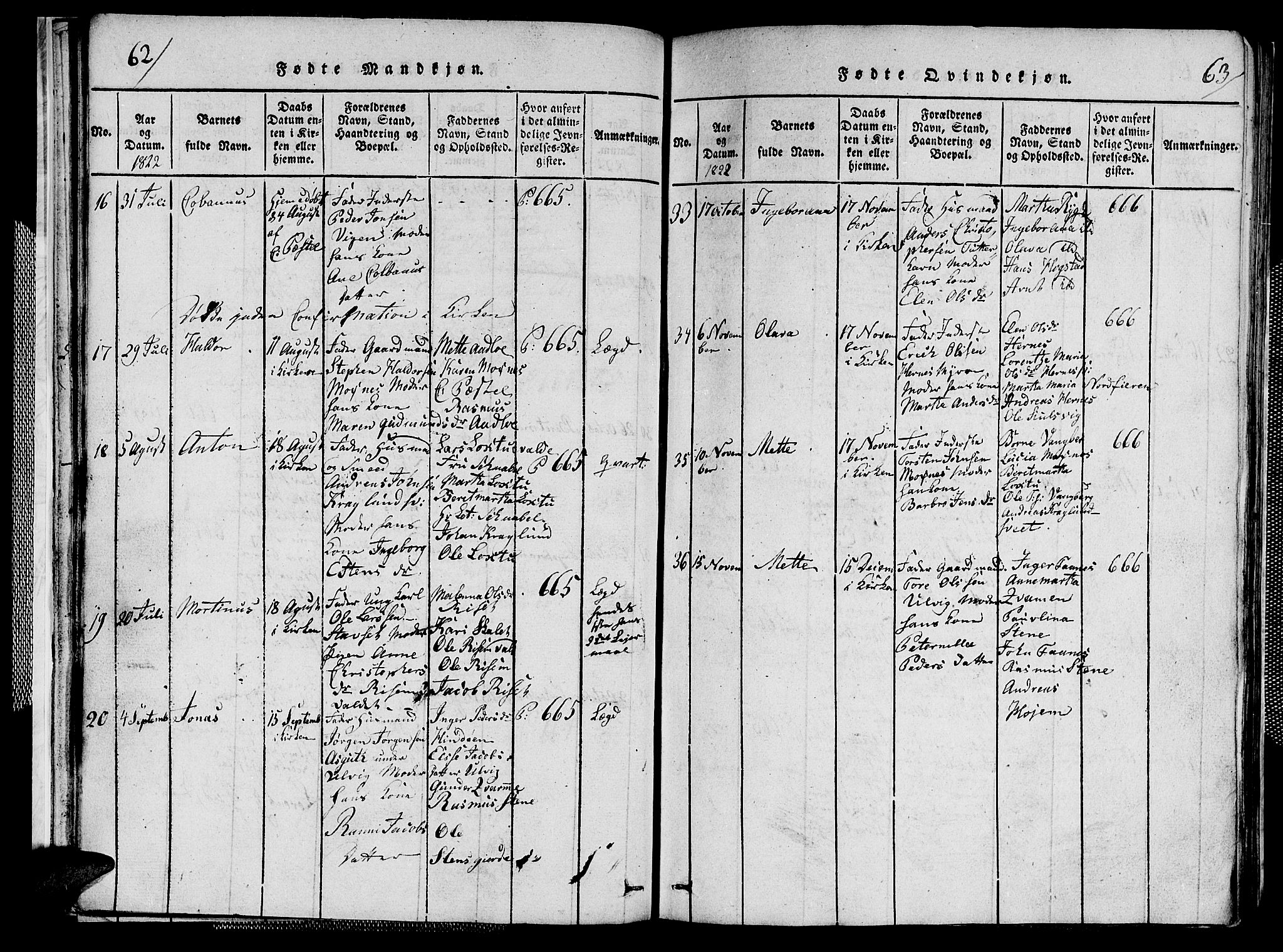 Ministerialprotokoller, klokkerbøker og fødselsregistre - Nord-Trøndelag, SAT/A-1458/713/L0124: Klokkerbok nr. 713C01, 1817-1827, s. 62-63