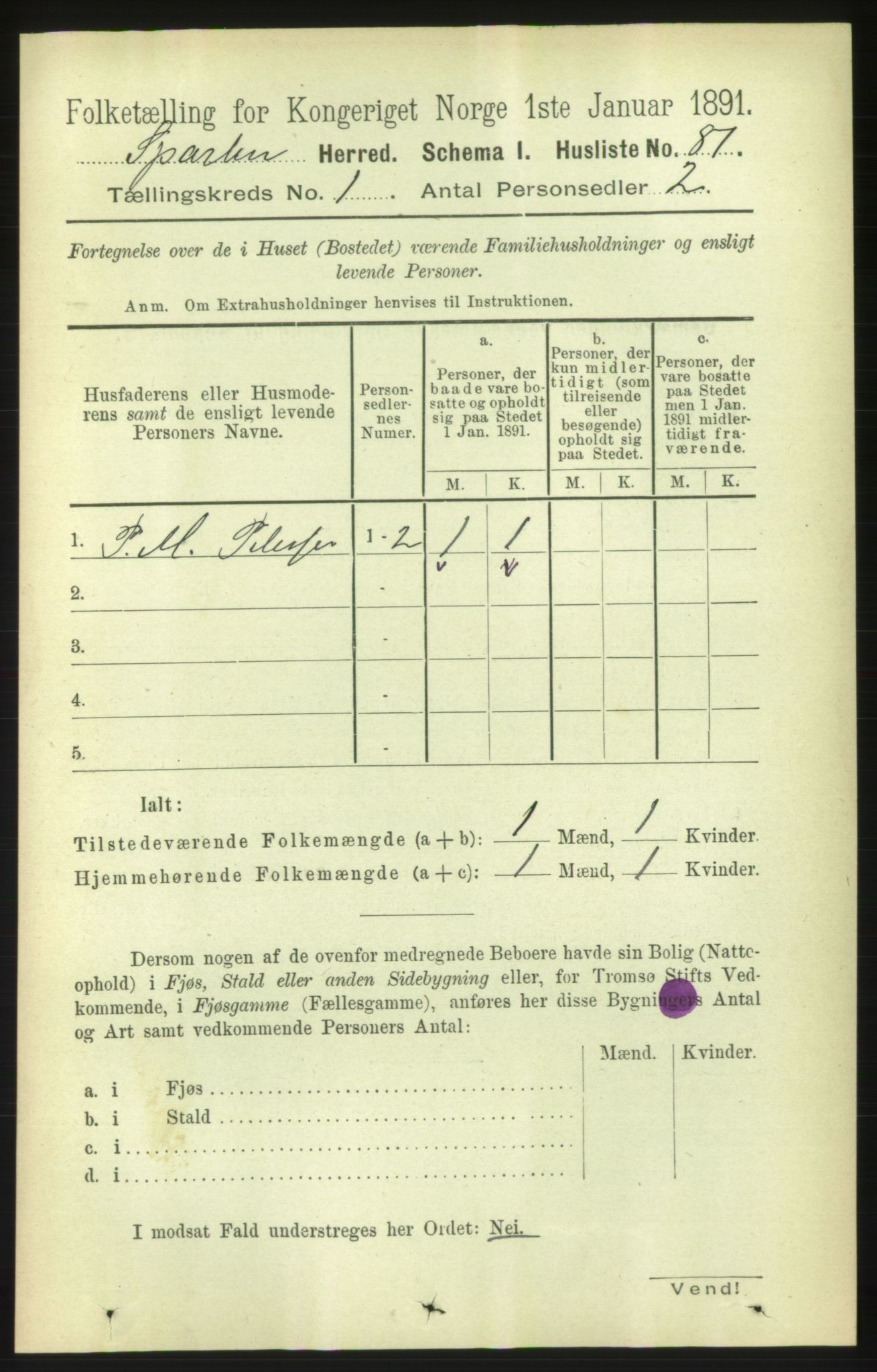 RA, Folketelling 1891 for 1731 Sparbu herred, 1891, s. 107