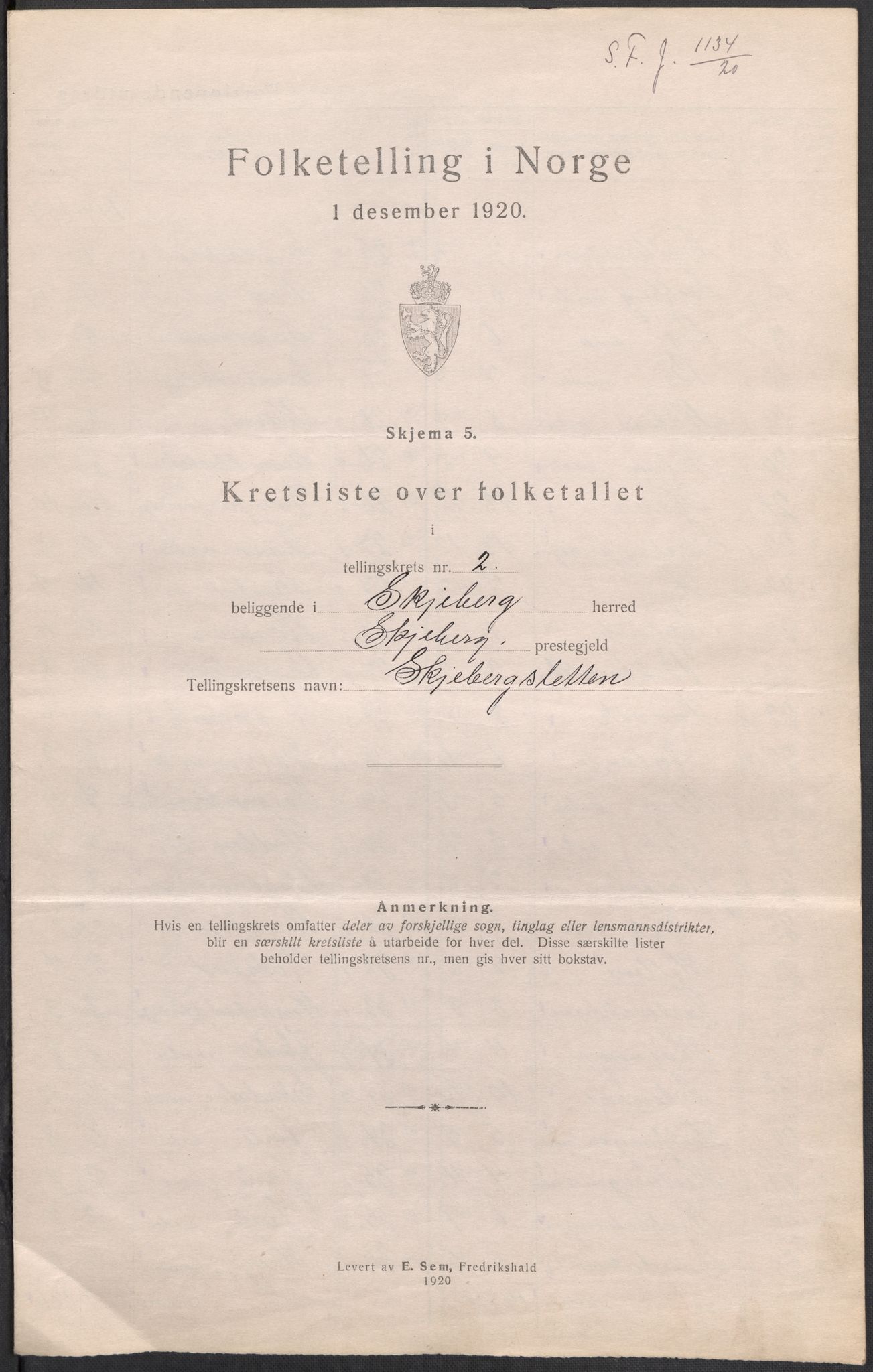 SAO, Folketelling 1920 for 0115 Skjeberg herred, 1920, s. 12