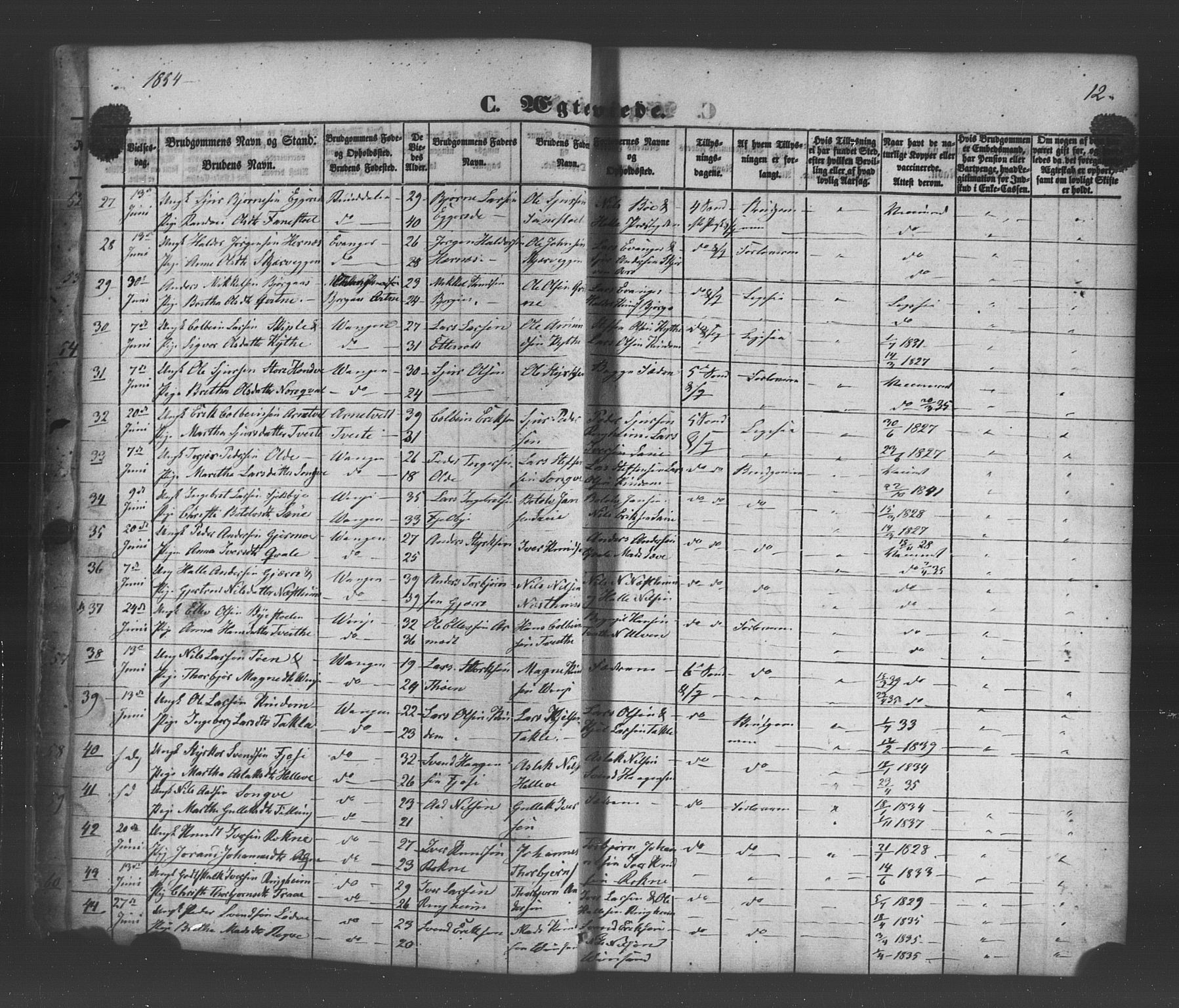 Voss sokneprestembete, AV/SAB-A-79001/H/Haa: Ministerialbok nr. A 19, 1851-1886, s. 12