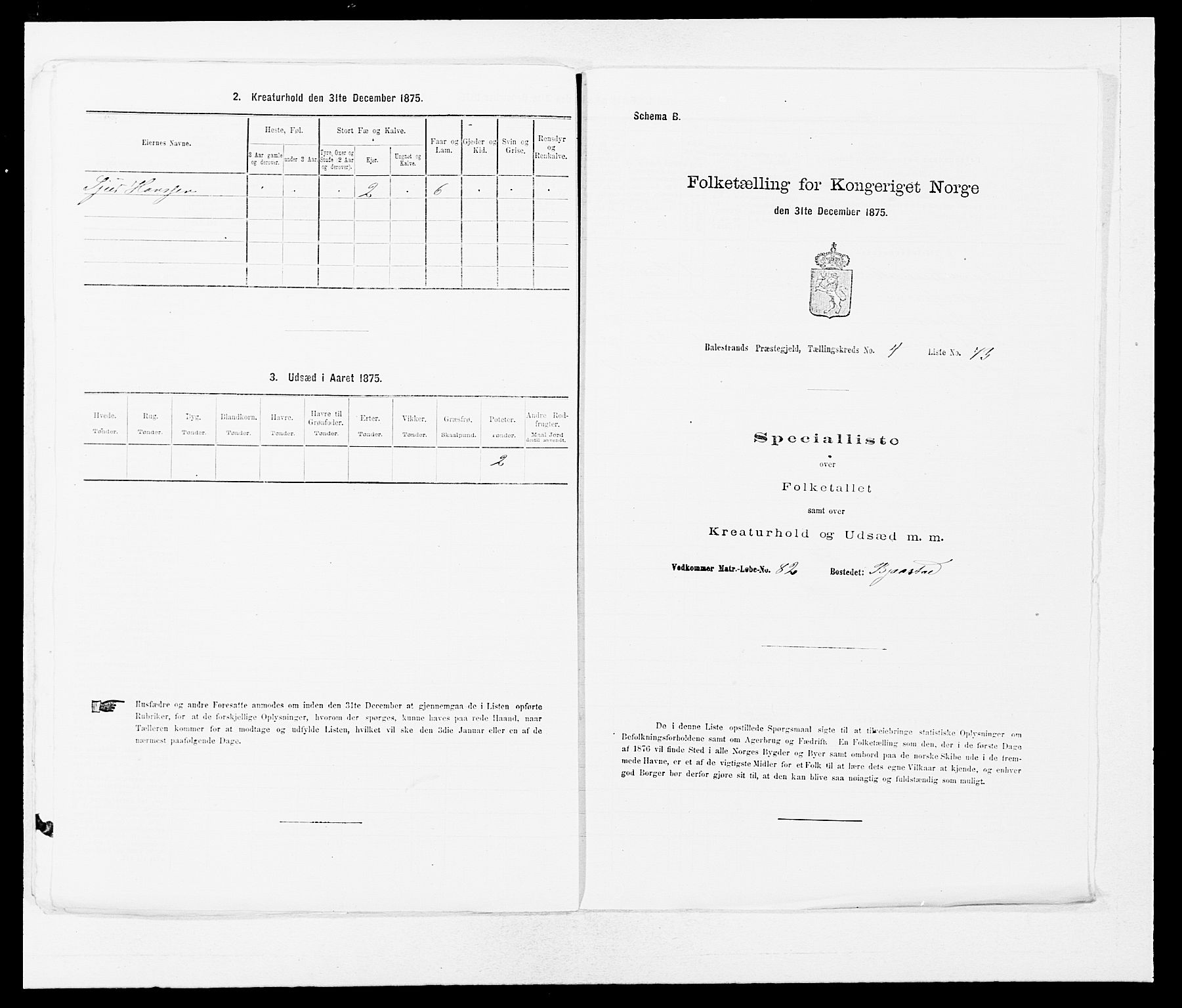 SAB, Folketelling 1875 for 1418P Balestrand prestegjeld, 1875, s. 598