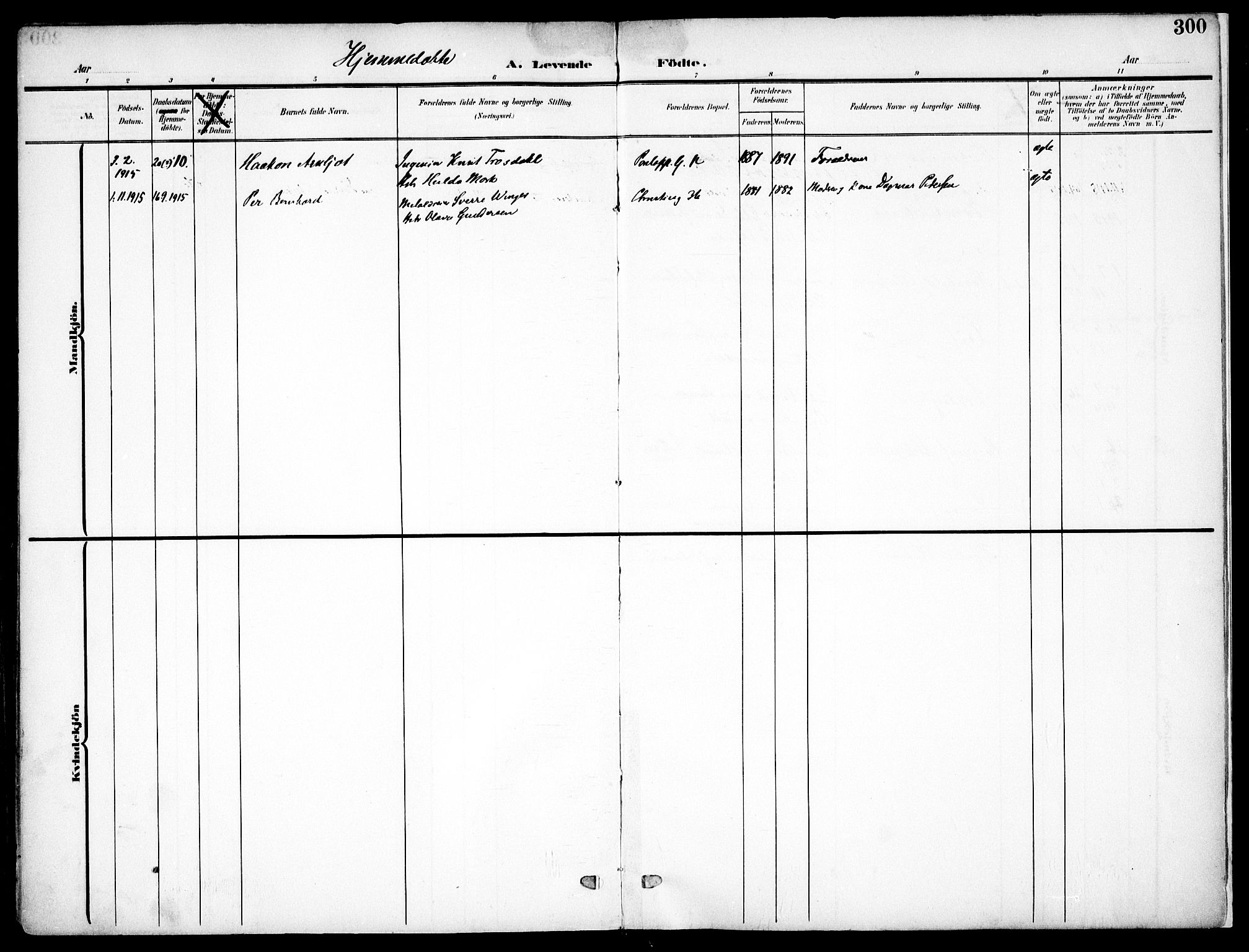 Sagene prestekontor Kirkebøker, AV/SAO-A-10796/F/L0007: Ministerialbok nr. 7, 1905-1915, s. 300