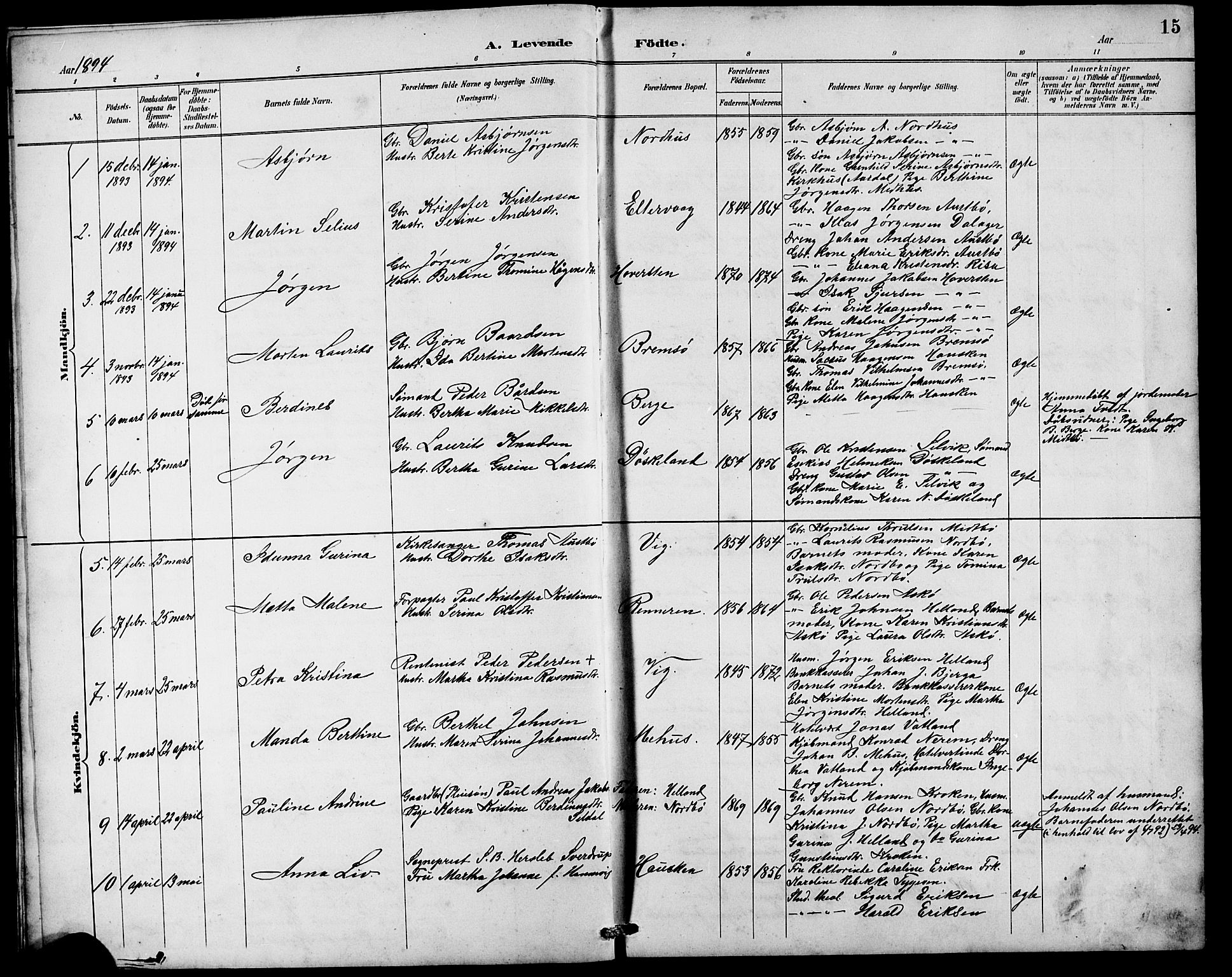 Rennesøy sokneprestkontor, AV/SAST-A -101827/H/Ha/Hab/L0010: Klokkerbok nr. B 9, 1890-1918, s. 15