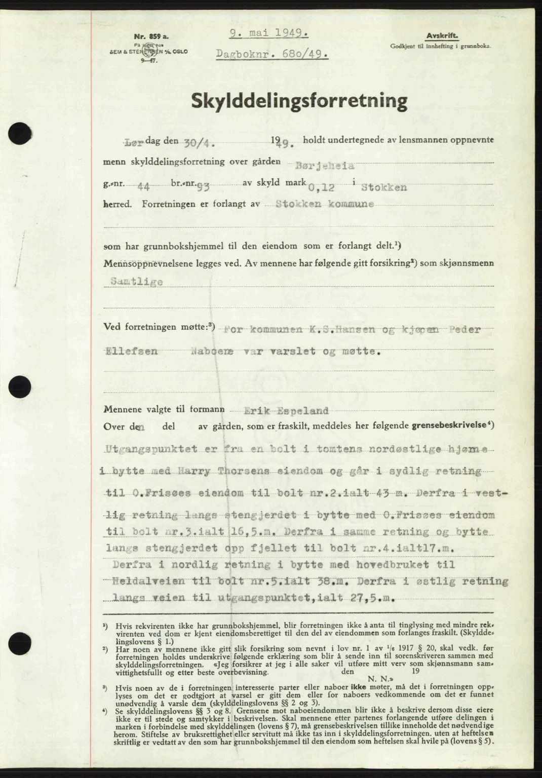 Nedenes sorenskriveri, SAK/1221-0006/G/Gb/Gba/L0060: Pantebok nr. A12, 1948-1949, Dagboknr: 680/1949