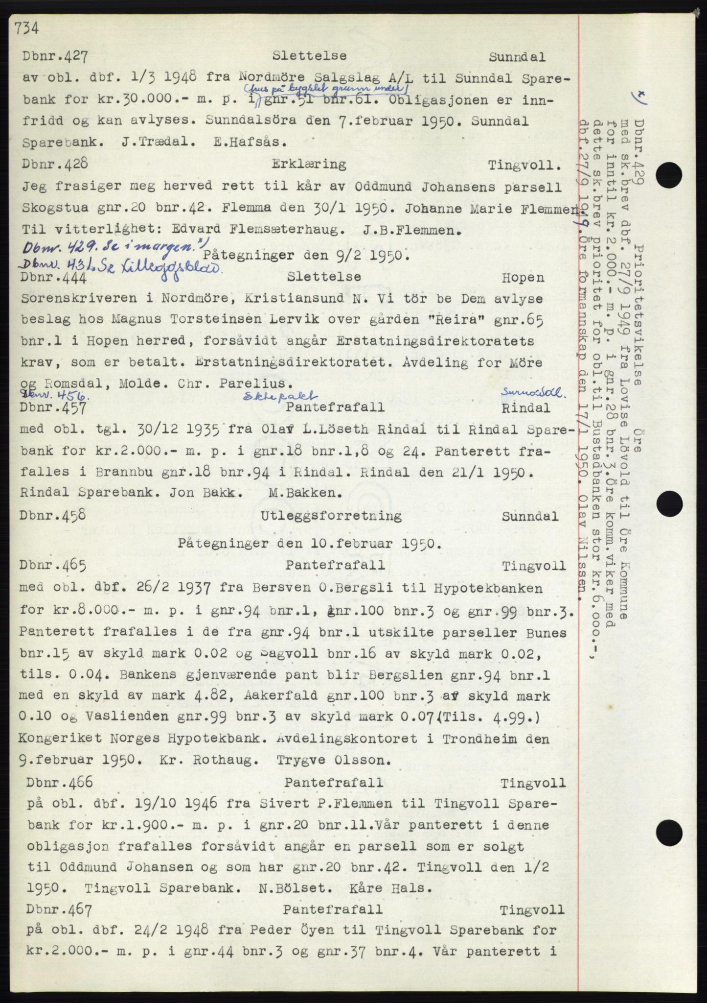 Nordmøre sorenskriveri, SAT/A-4132/1/2/2Ca: Pantebok nr. C82b, 1946-1951, Dagboknr: 427/1950
