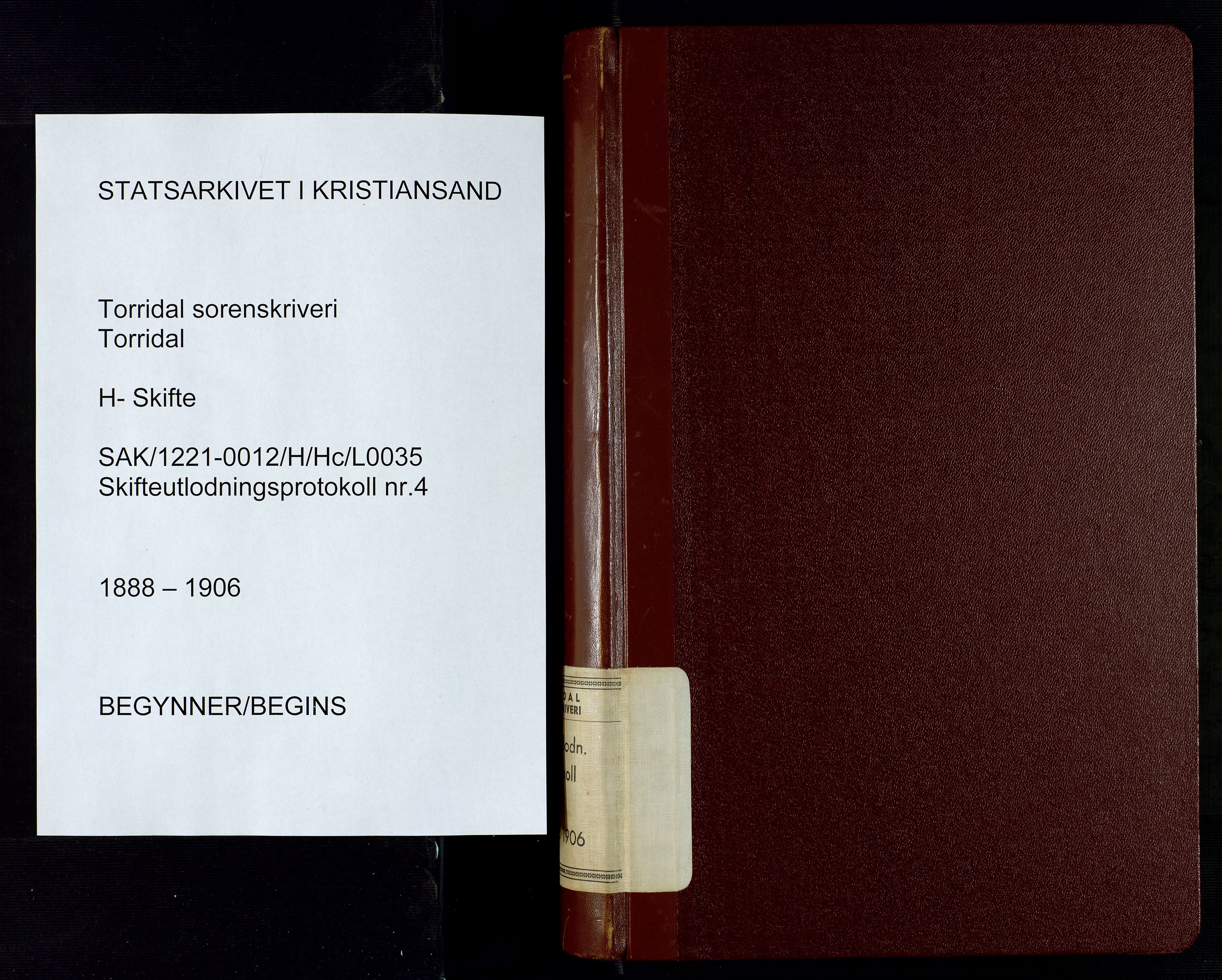 Torridal sorenskriveri, AV/SAK-1221-0012/H/Hc/L0035: Skifteutlodningsprotokoll med navneregister nr. 4, 1888-1906