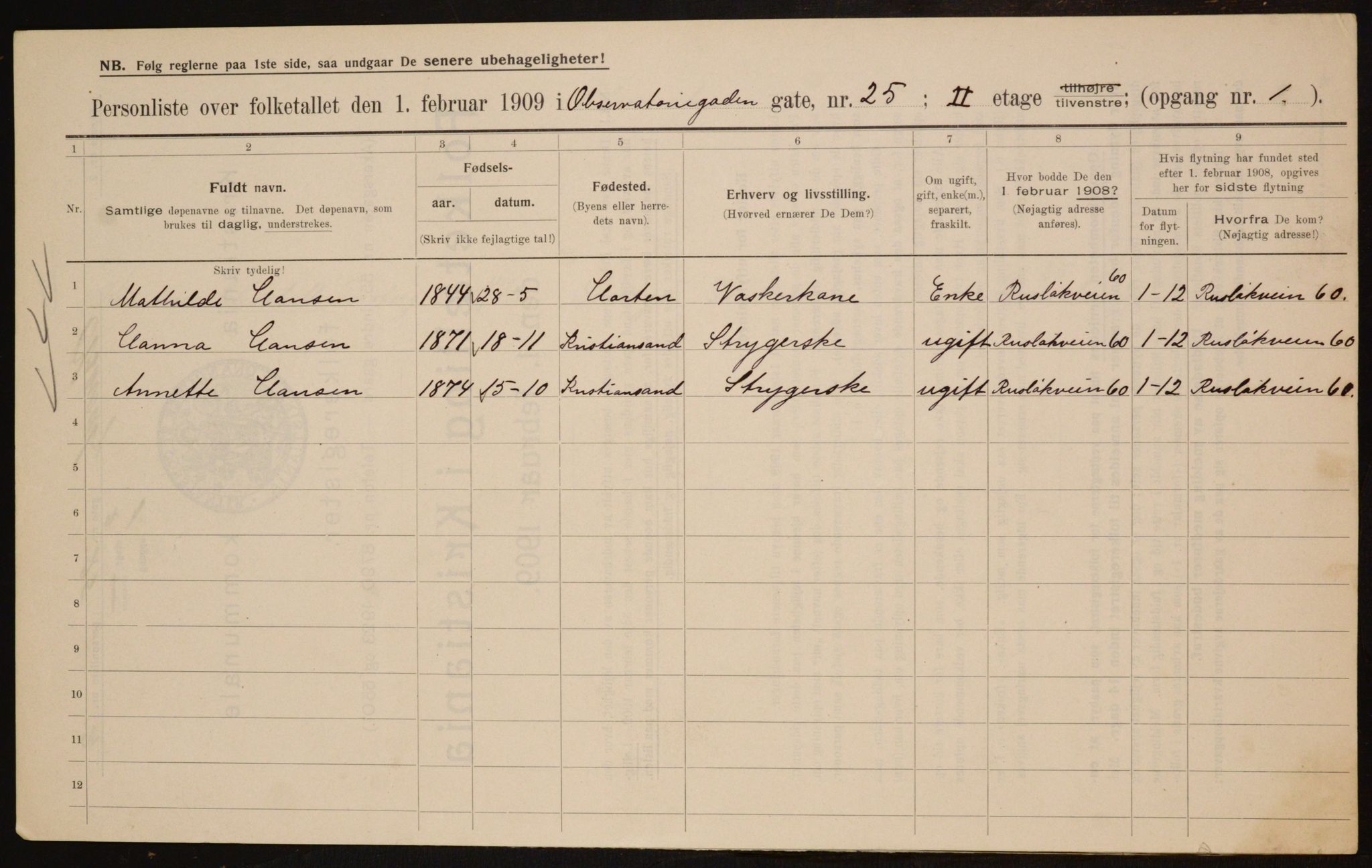 OBA, Kommunal folketelling 1.2.1909 for Kristiania kjøpstad, 1909, s. 67381